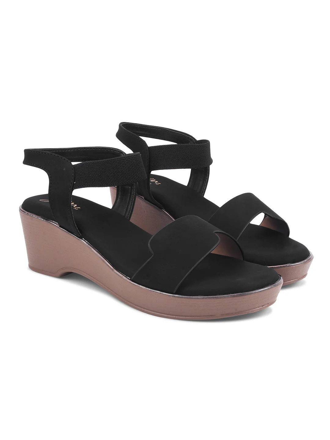 Women Stretchy Strap Wedge Sandals With Ankle Strap - Image 5