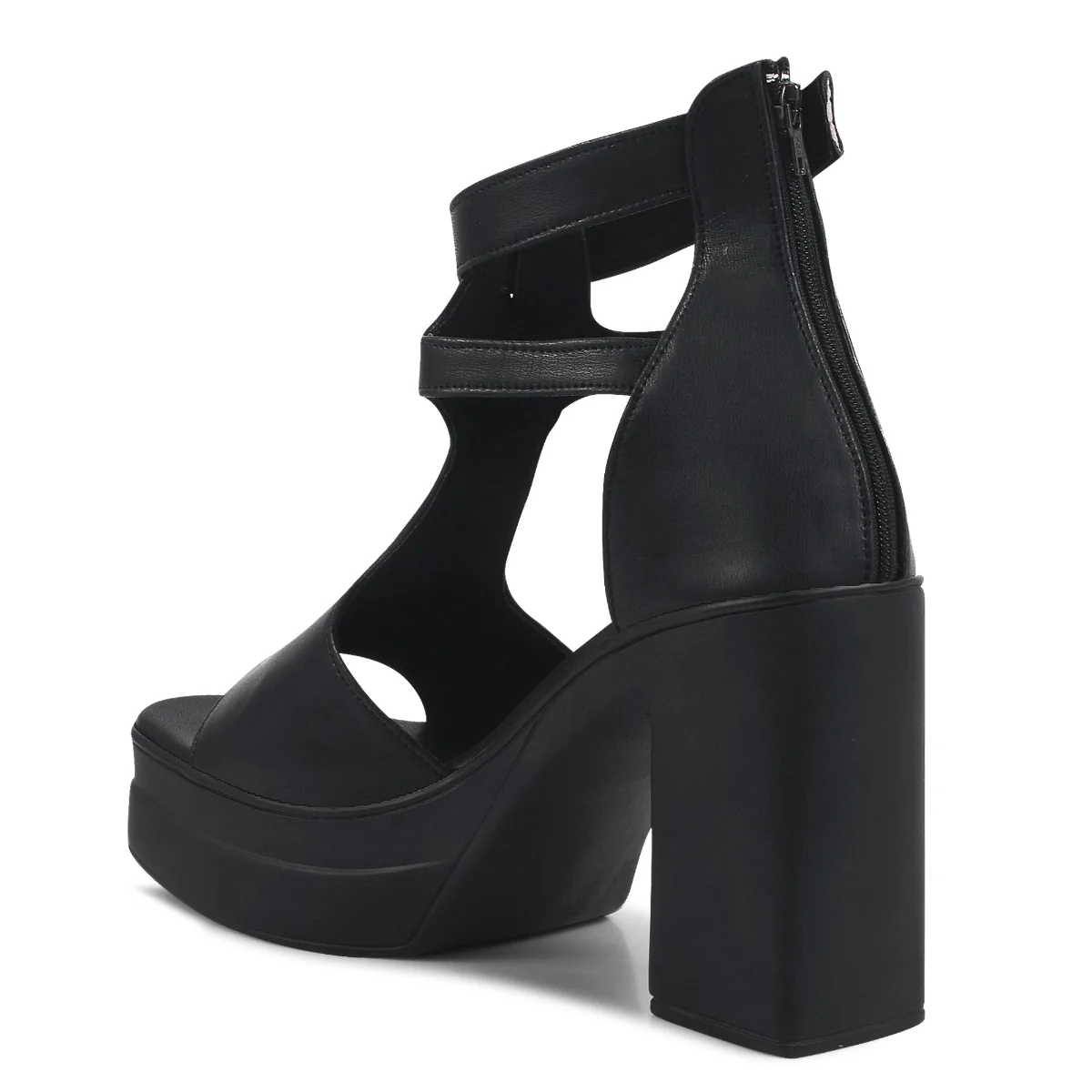 Peep Toe Platform Block Heels with Ankle Strap - Image 5