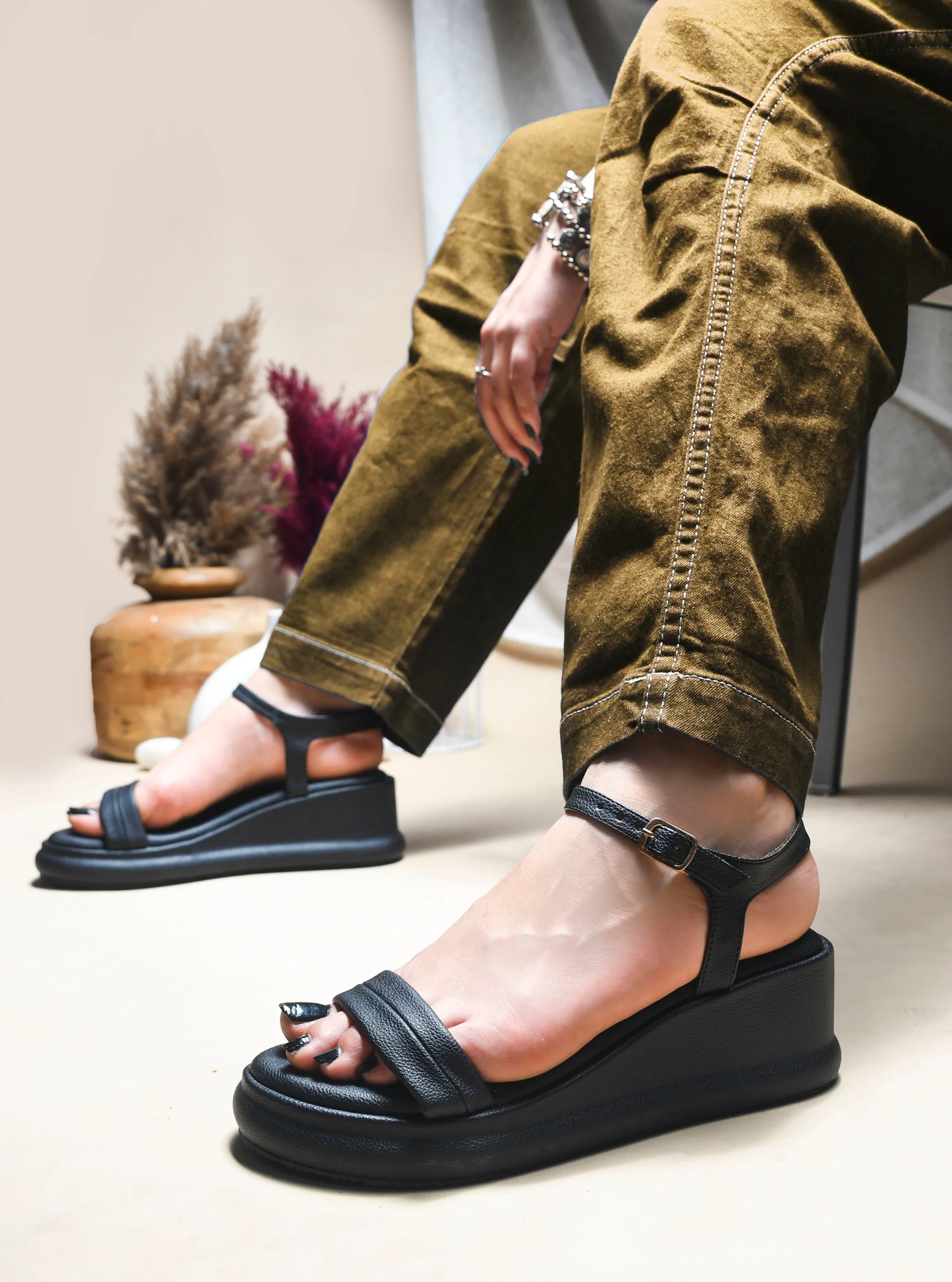 Platform Wedge Sandals for Women with Ankle Strap Buckle Closure JM Looks - Image 2