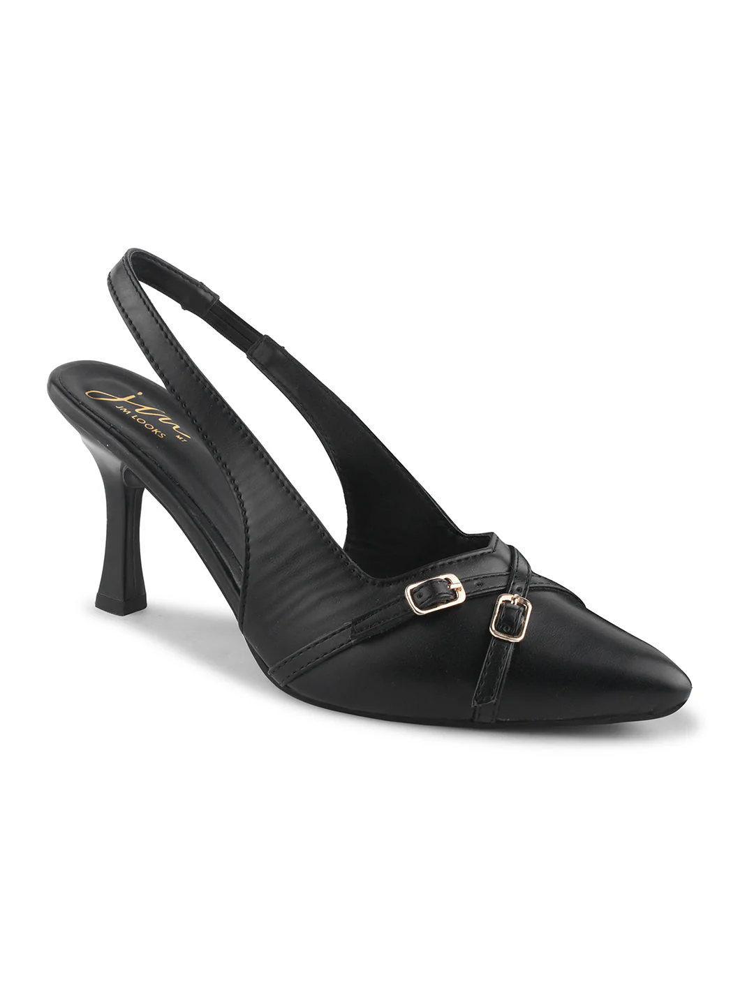 Belt buckle detail slingback stiletto pointed toe heel - Image 9
