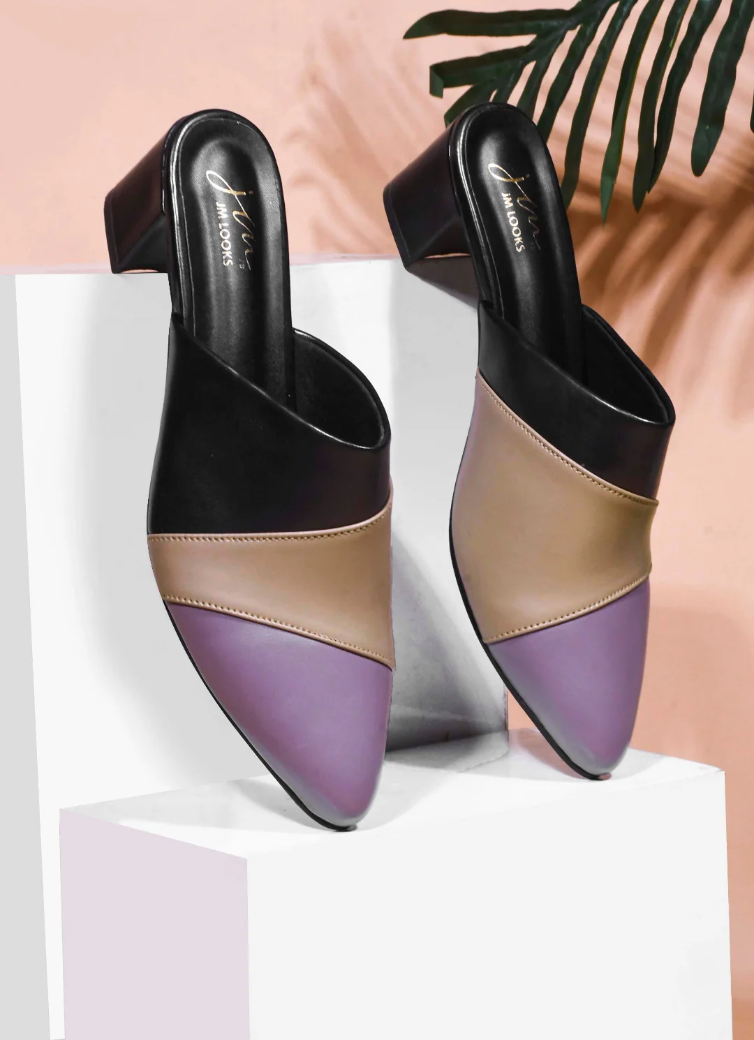 Jm Looks Women's Pointed Toe Block Heel Mules - Image 2