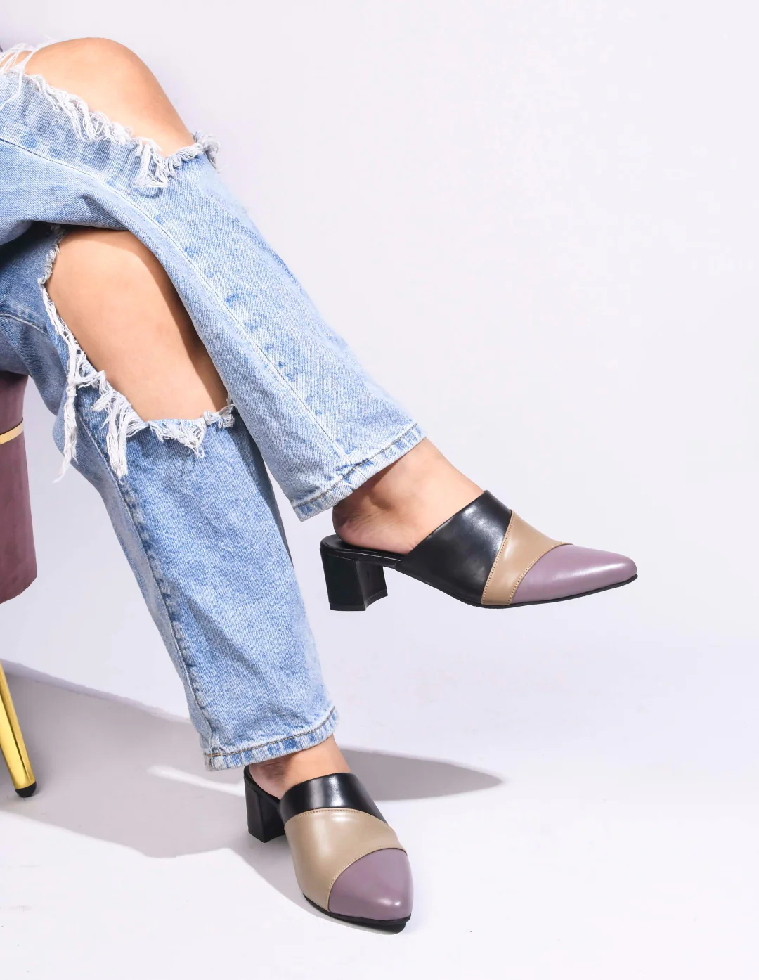 Jm Looks Women's Pointed Toe Block Heel Mules - Image 3
