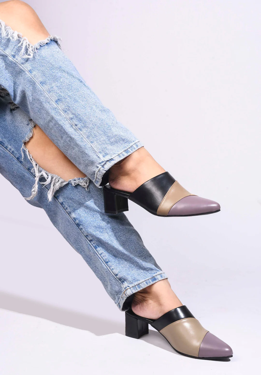 Jm Looks Women's Pointed Toe Block Heel Mules - Image 4