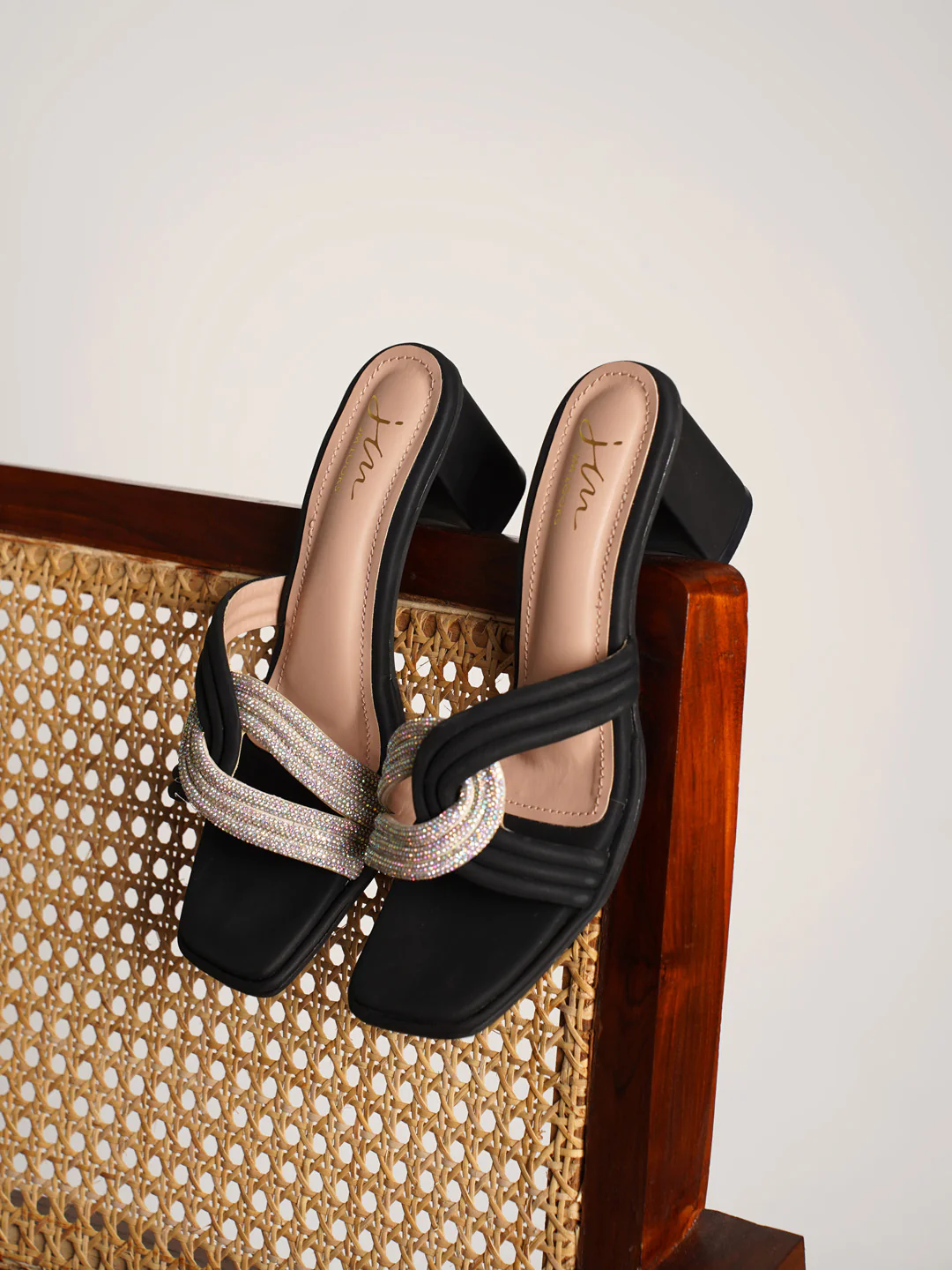 Block Heel Sandals with Decorative Knot Detail - Image 2