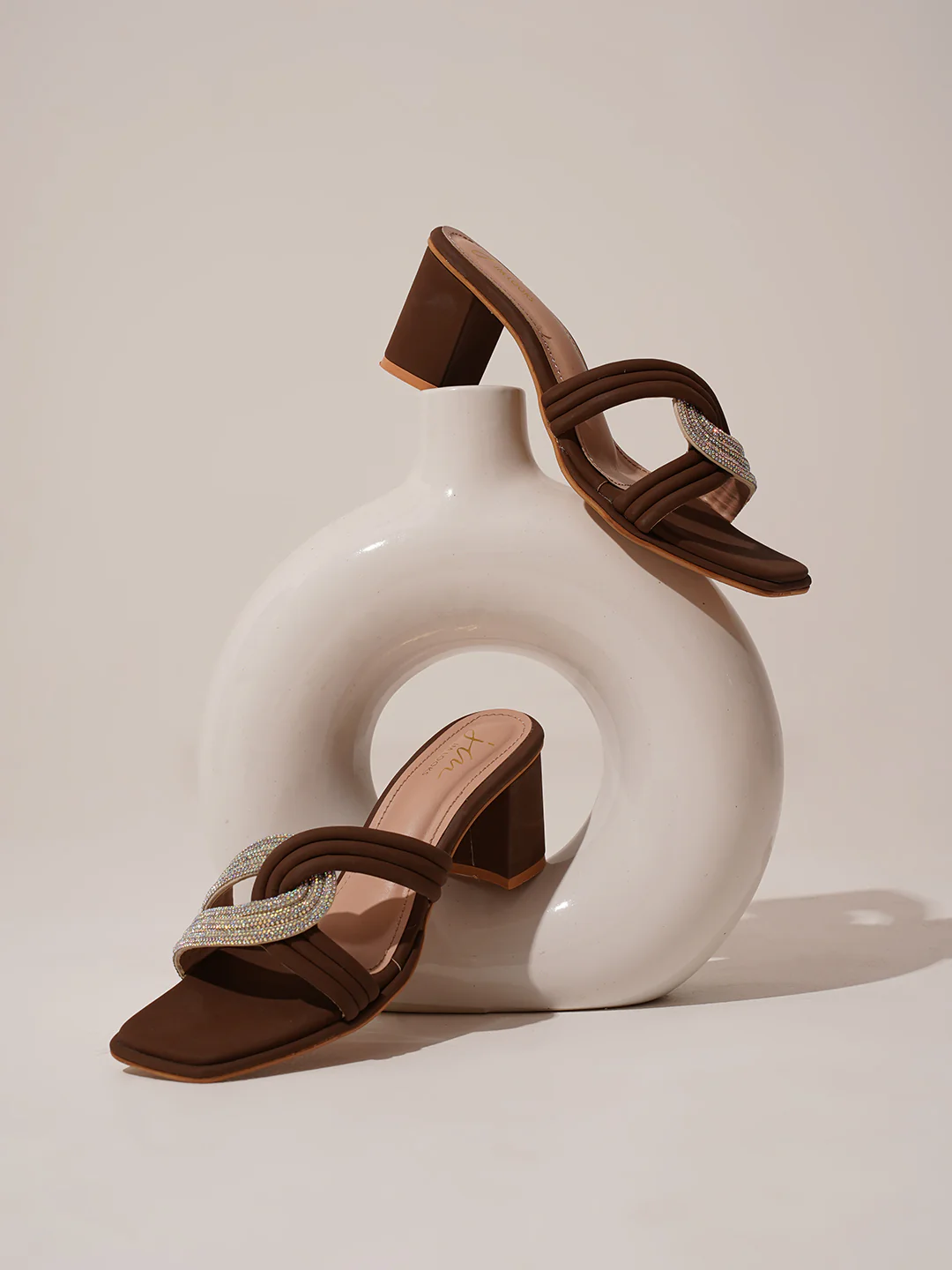 Block Heel Sandals with Decorative Knot Detail - Image 7