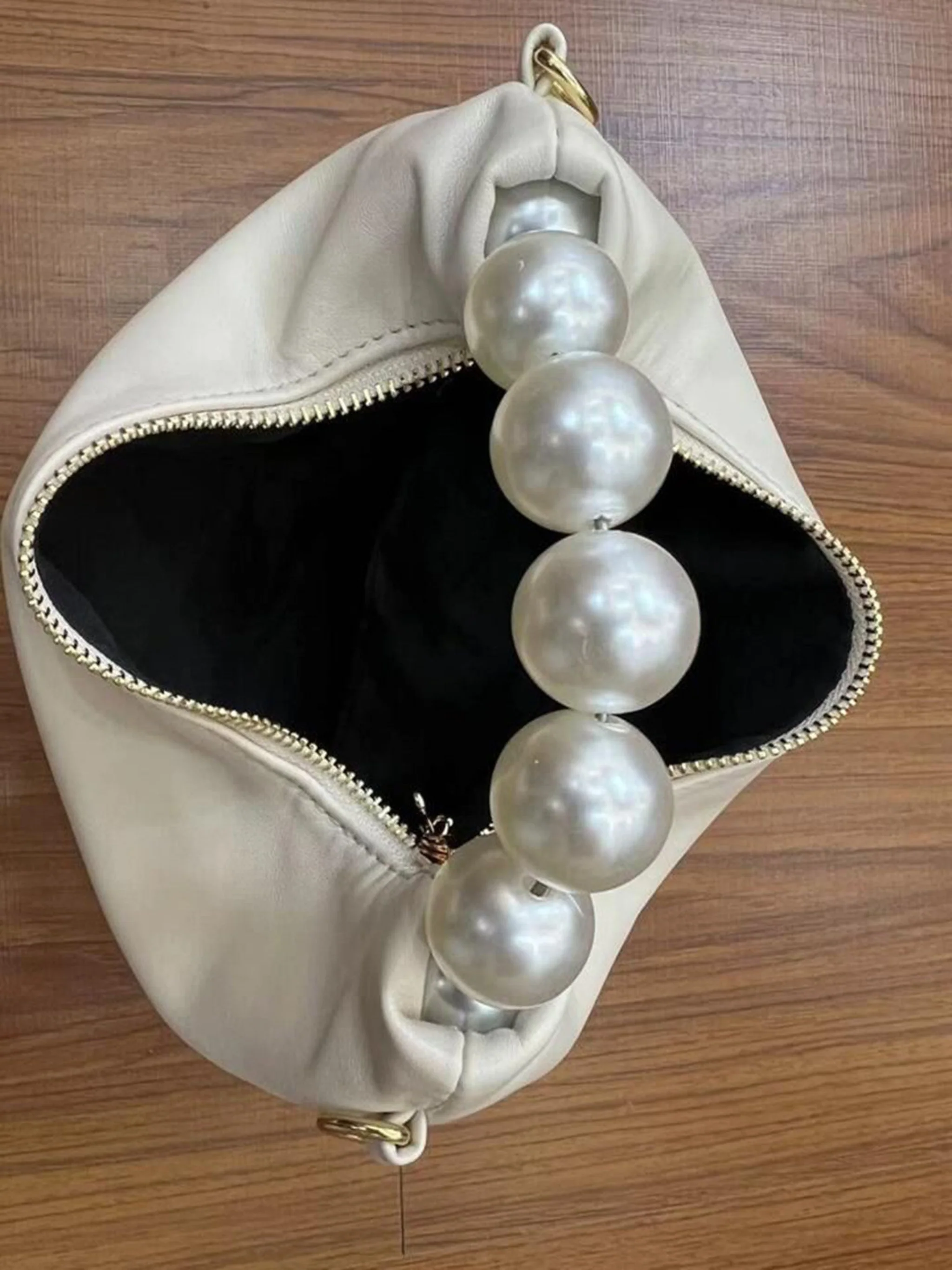 Elegant Pearl Accent Handbag - Image 2