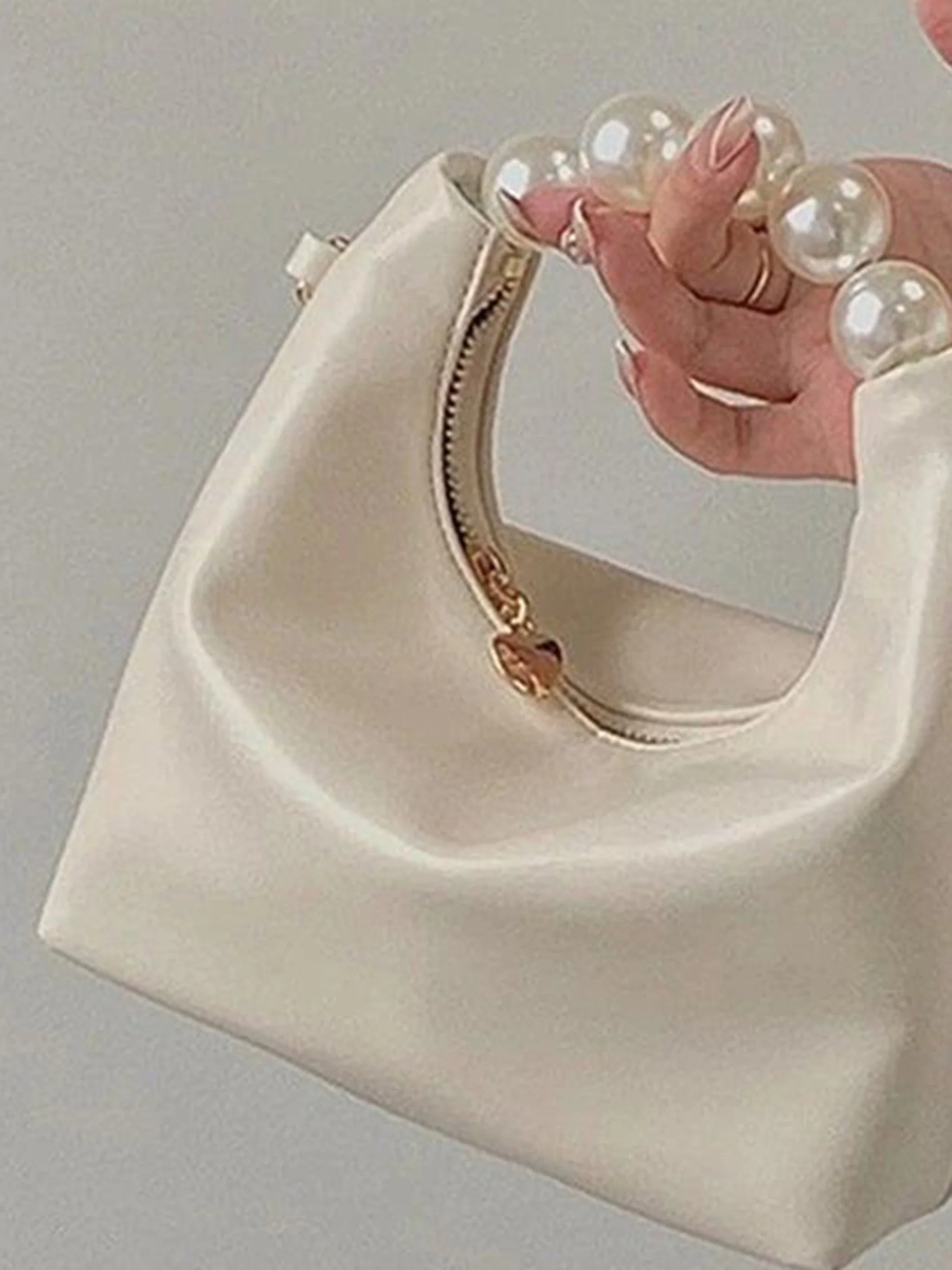 Elegant Pearl Accent Handbag - Image 3