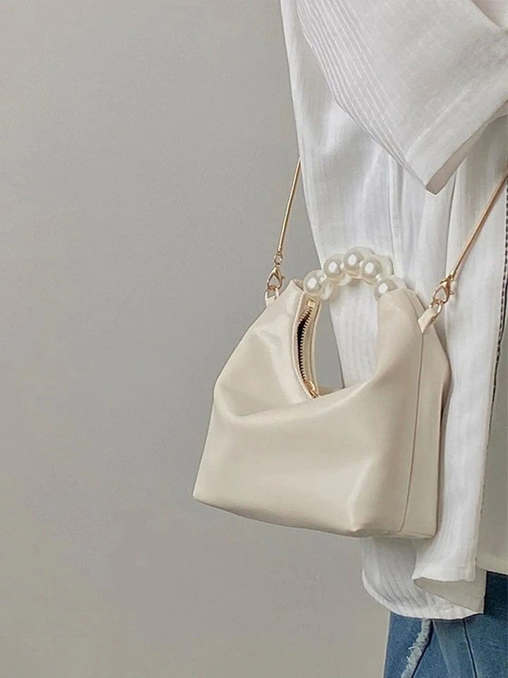 Elegant Pearl Accent Handbag - Image 4