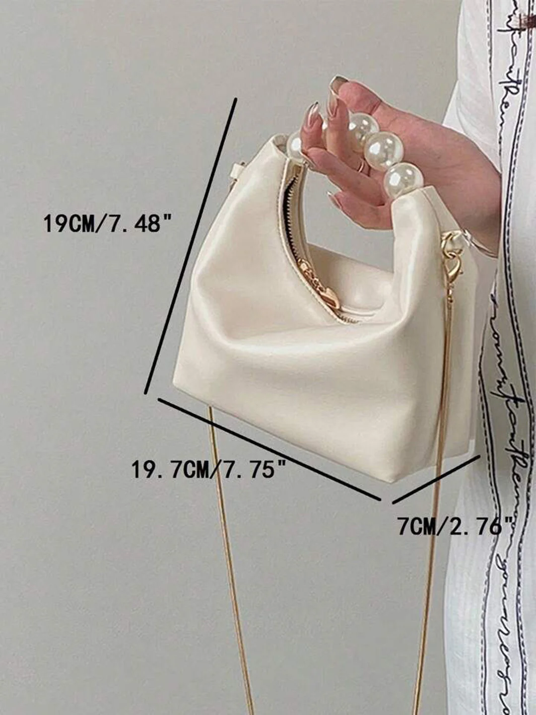 Elegant Pearl Accent Handbag - Image 6