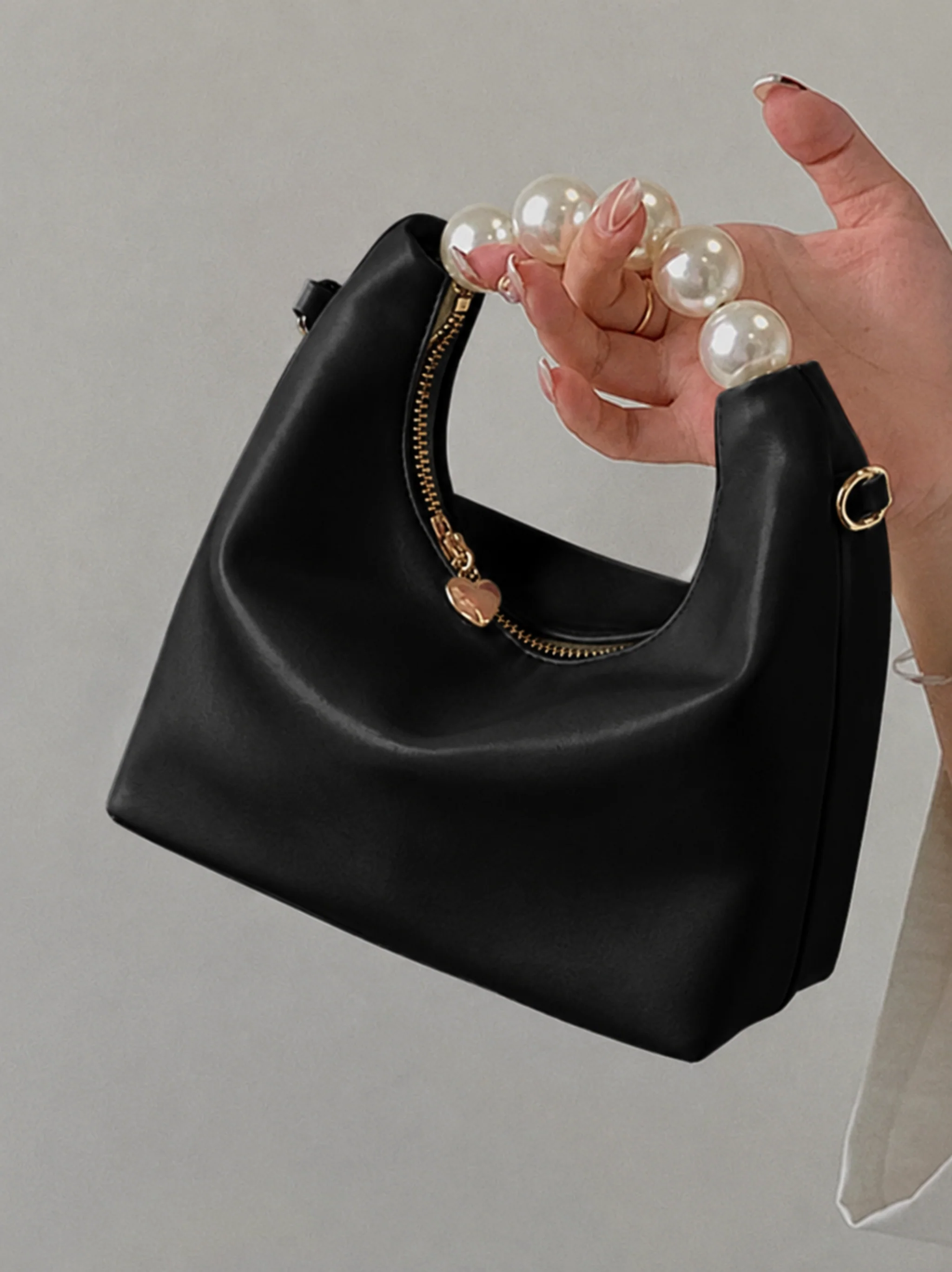 Elegant Pearl Accent Handbag - Image 8