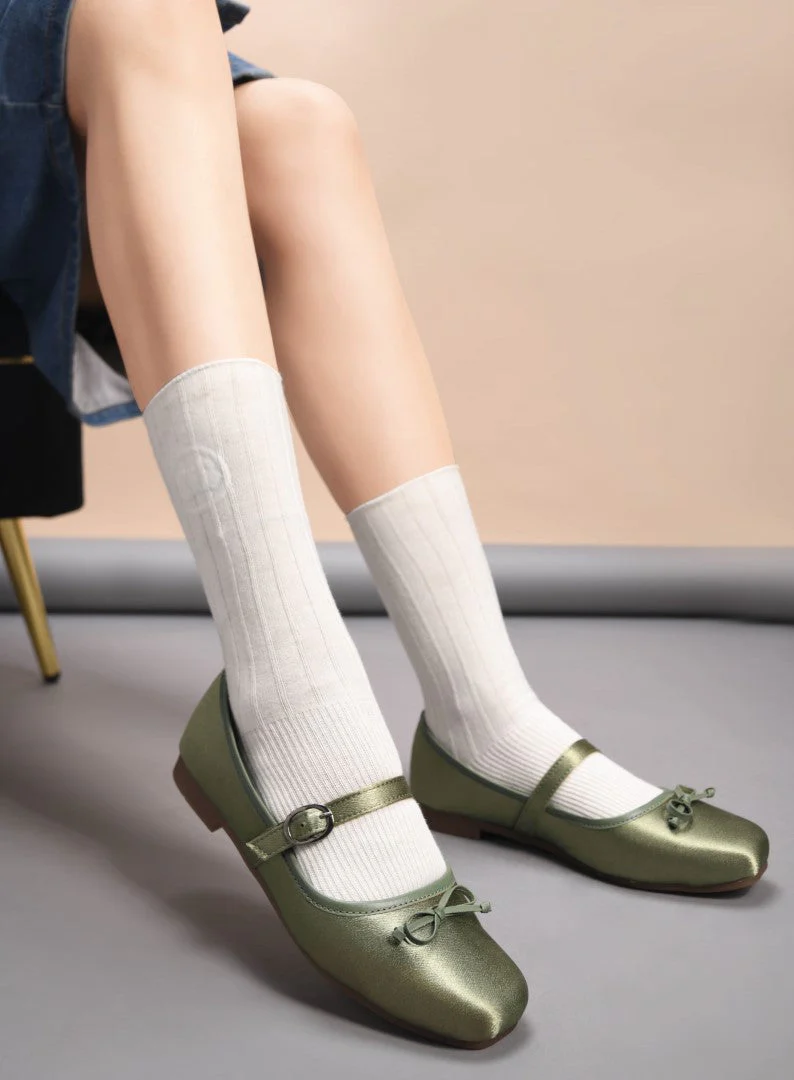 JM Looks Bow Flat Square Toe Mary Jane Shoes - Image 12