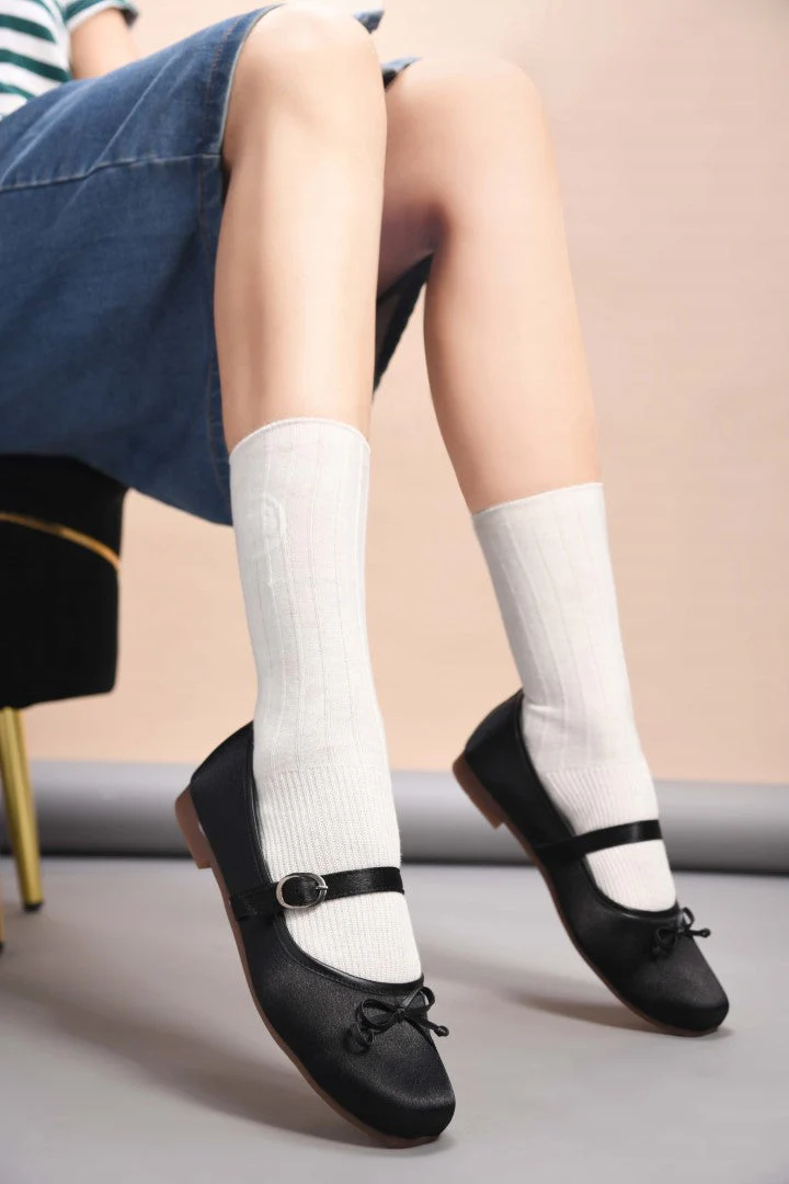 JM Looks Bow Flat Square Toe Mary Jane Shoes - Image 4