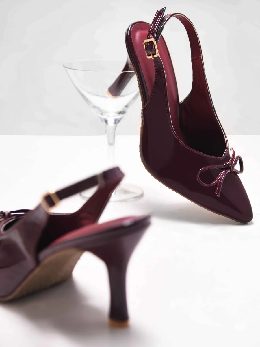Bow Slingback Stiletto Heels Pointed Toe - Image 3