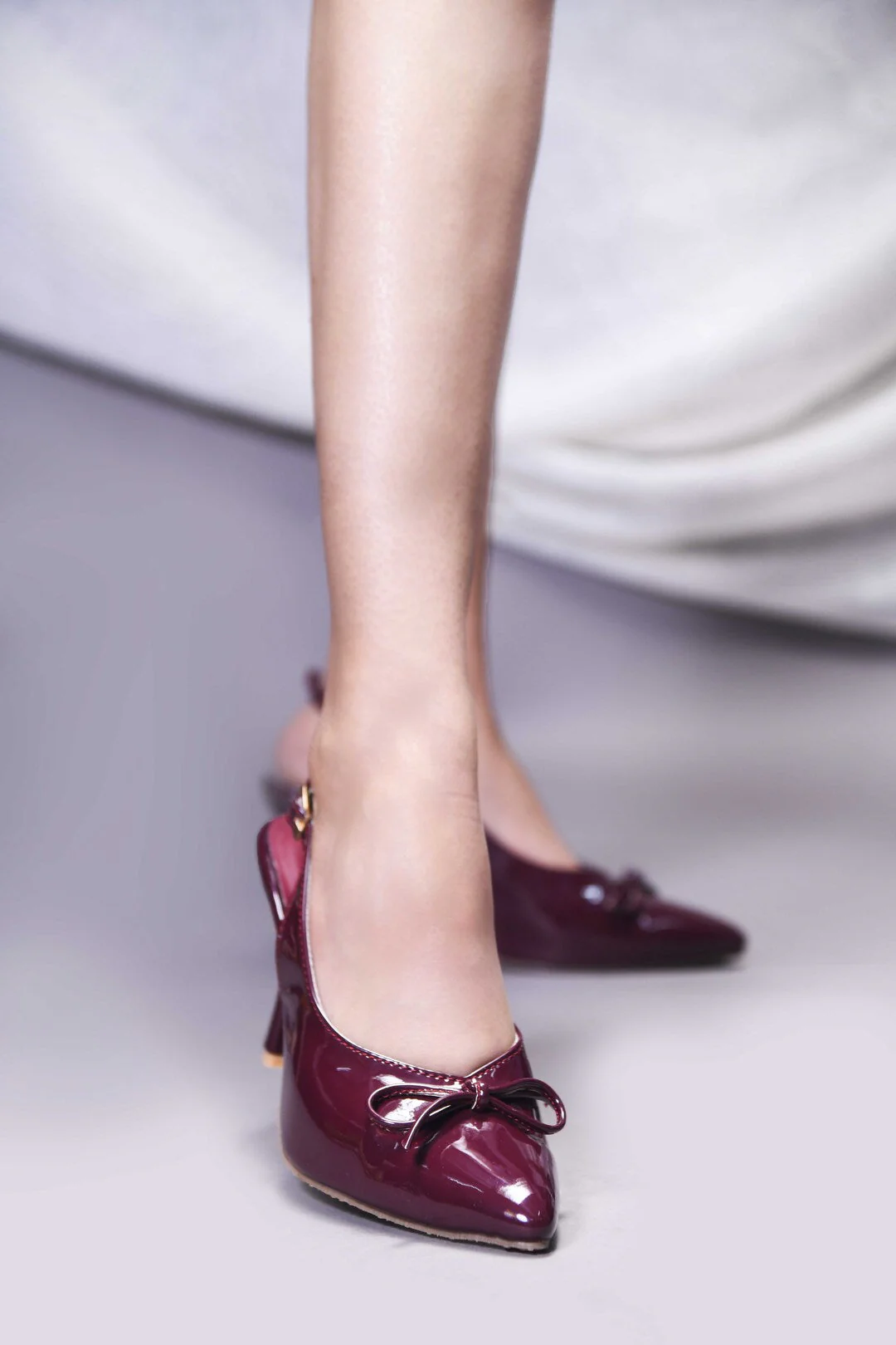 Bow Slingback Stiletto Heels Pointed Toe - Image 6
