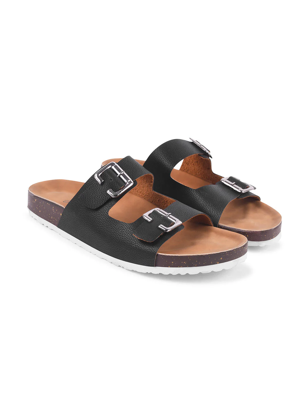 Women's Double Adjustable Strap Buckle Cork Footbed Slide Flat Sandals - Image 12