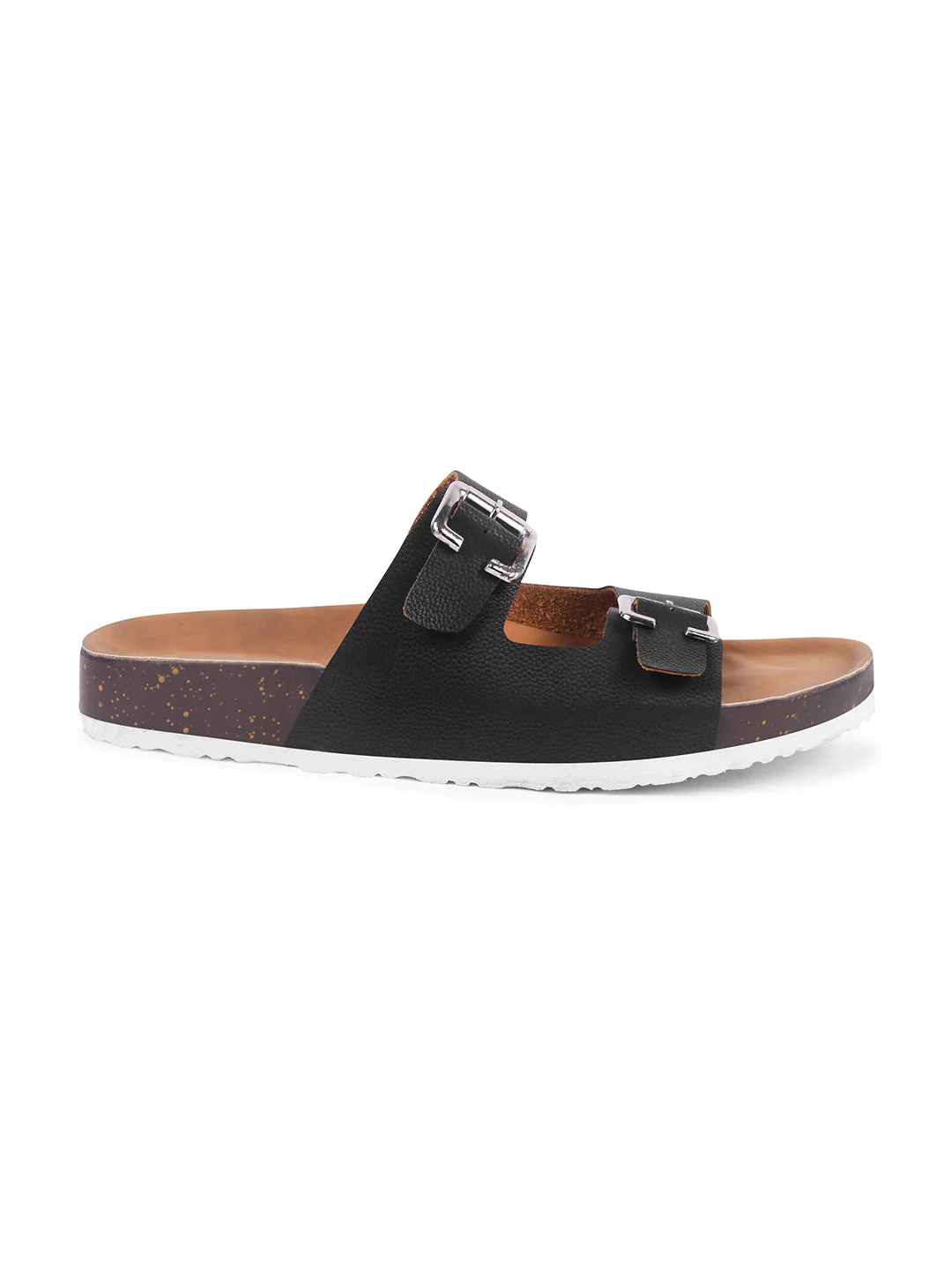 Women's Double Adjustable Strap Buckle Cork Footbed Slide Flat Sandals - Image 13