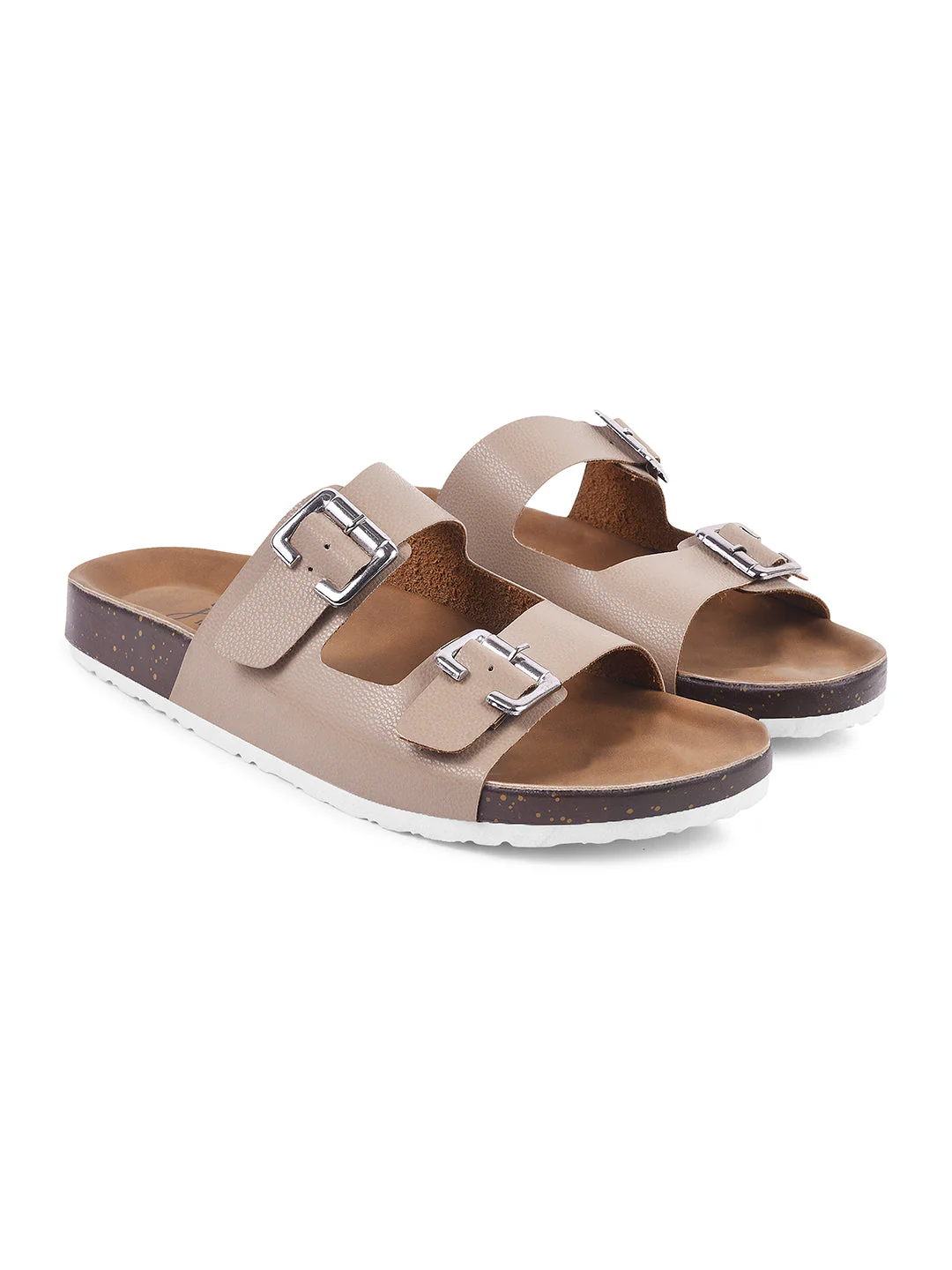 Women's Double Adjustable Strap Buckle Cork Footbed Slide Flat Sandals - Image 17