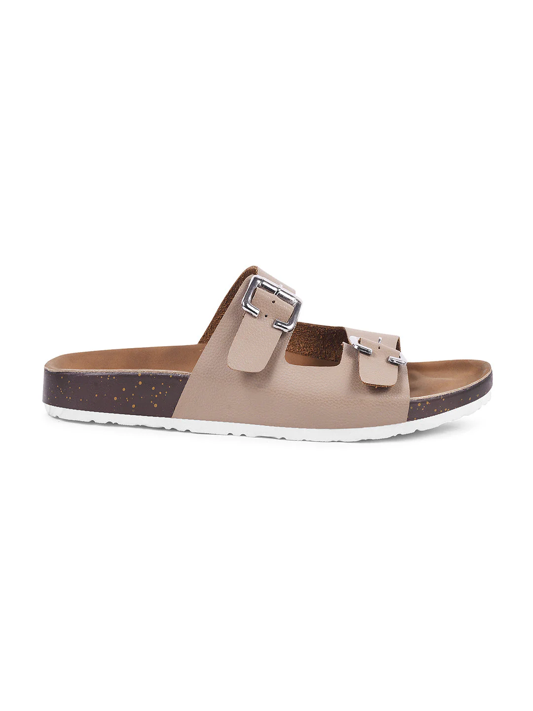 Women's Double Adjustable Strap Buckle Cork Footbed Slide Flat Sandals - Image 18