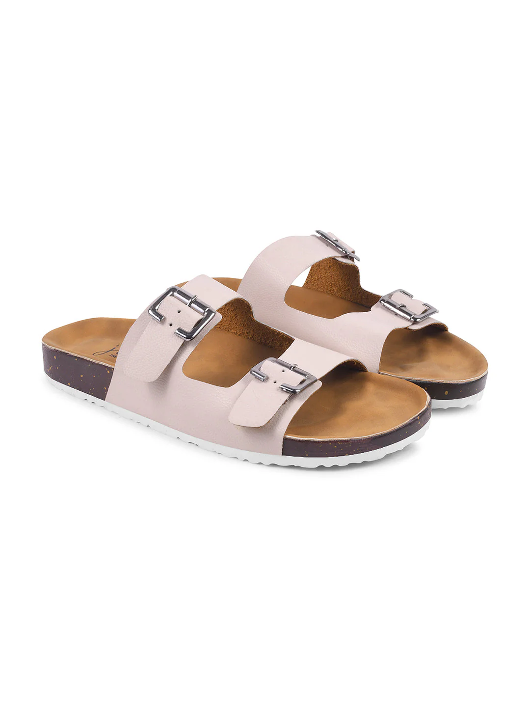 Women's Double Adjustable Strap Buckle Cork Footbed Slide Flat Sandals - Image 7