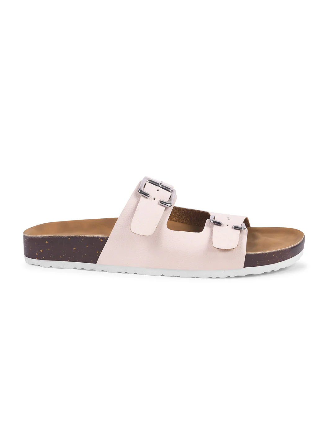 Women's Double Adjustable Strap Buckle Cork Footbed Slide Flat Sandals - Image 8