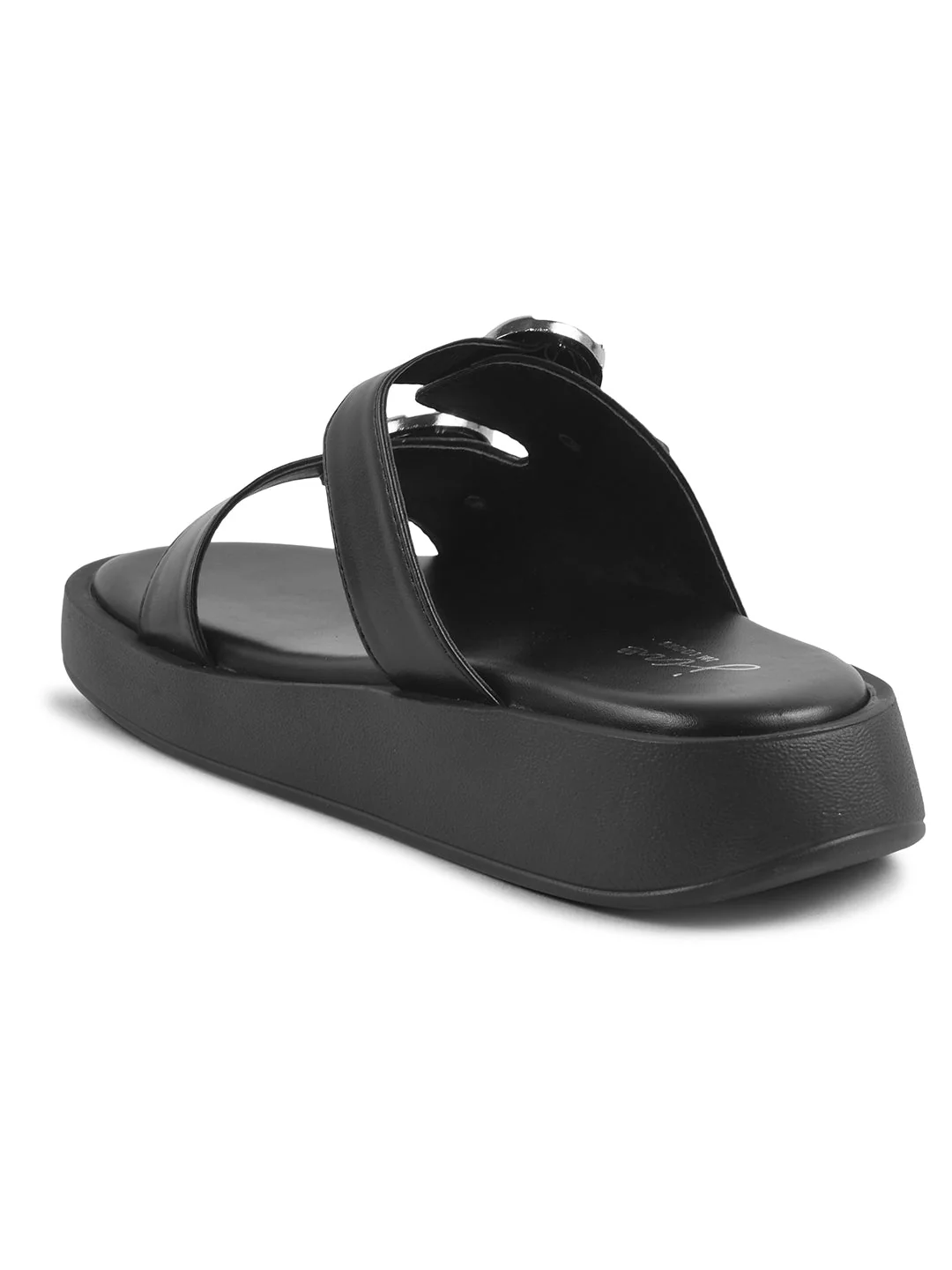 JM Looks Adjustable Double Buckle Platform Slides for Women, Flatform Sole - Image 7