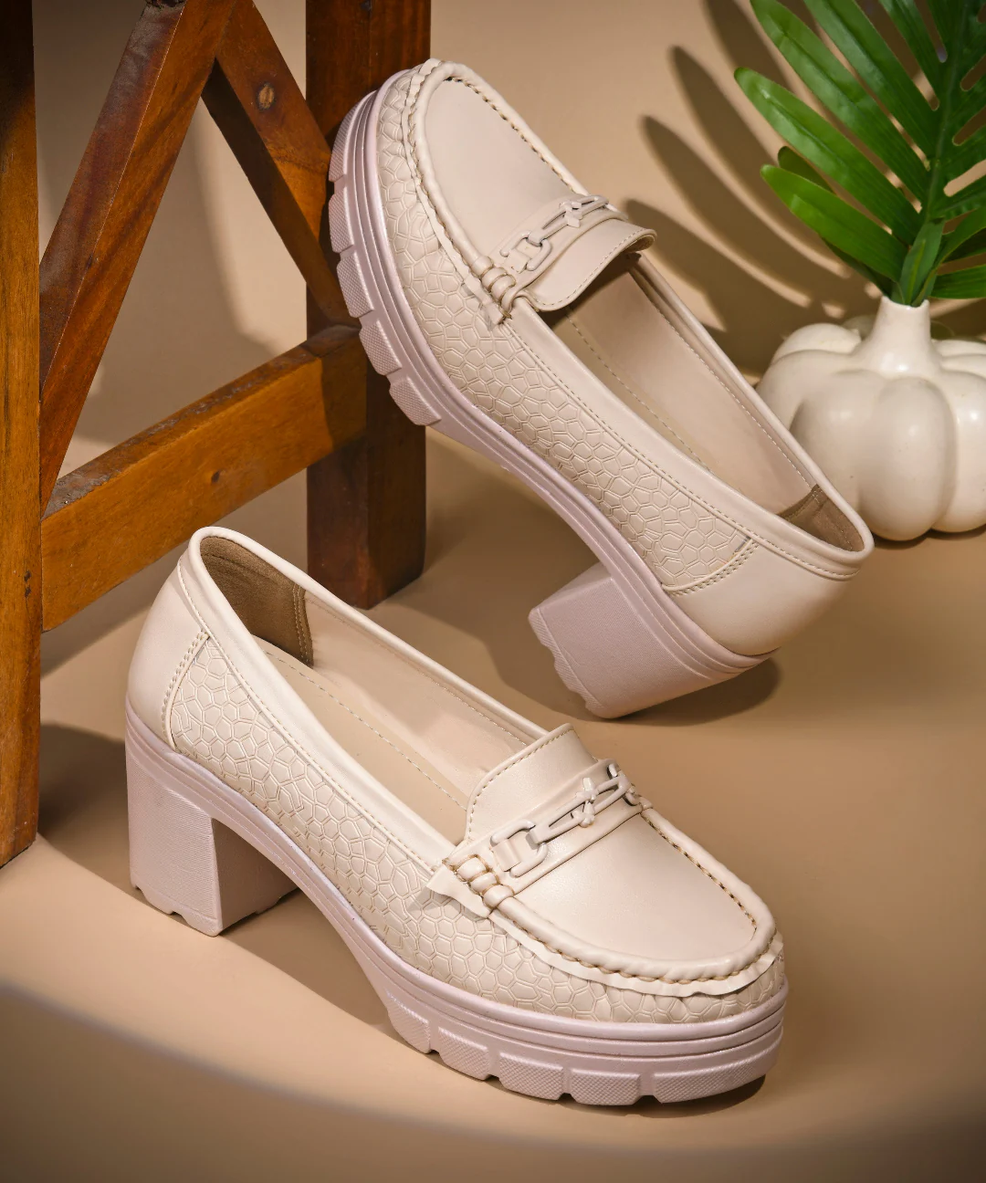 Chunky-Heel Loafer with Textured Sides - JM Looks - Image 10
