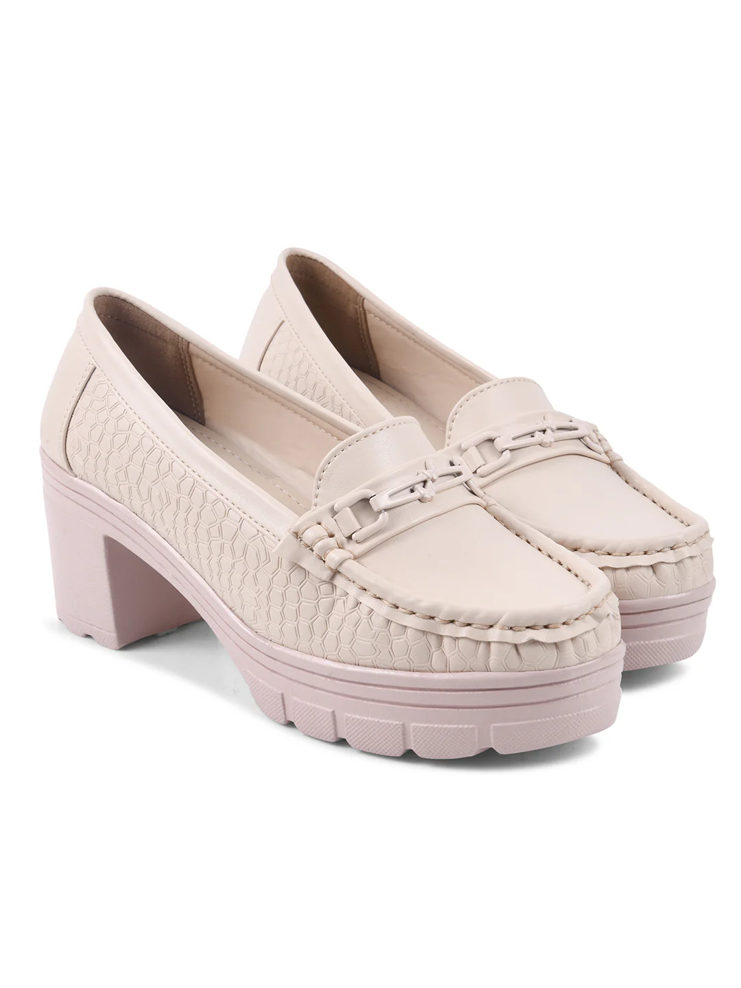 Chunky-Heel Loafer with Textured Sides - JM Looks - Image 11