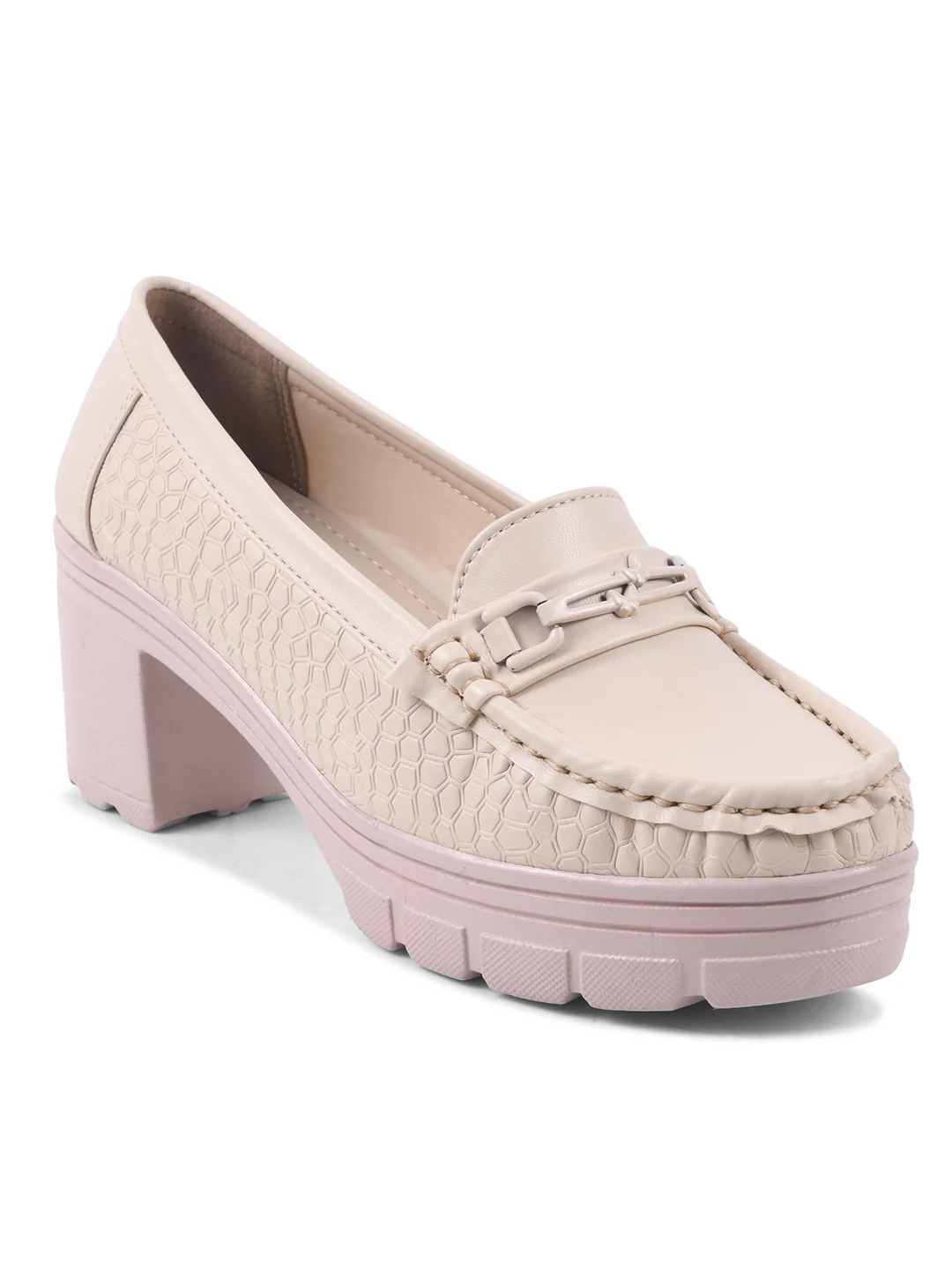 Chunky-Heel Loafer with Textured Sides - JM Looks - Image 12