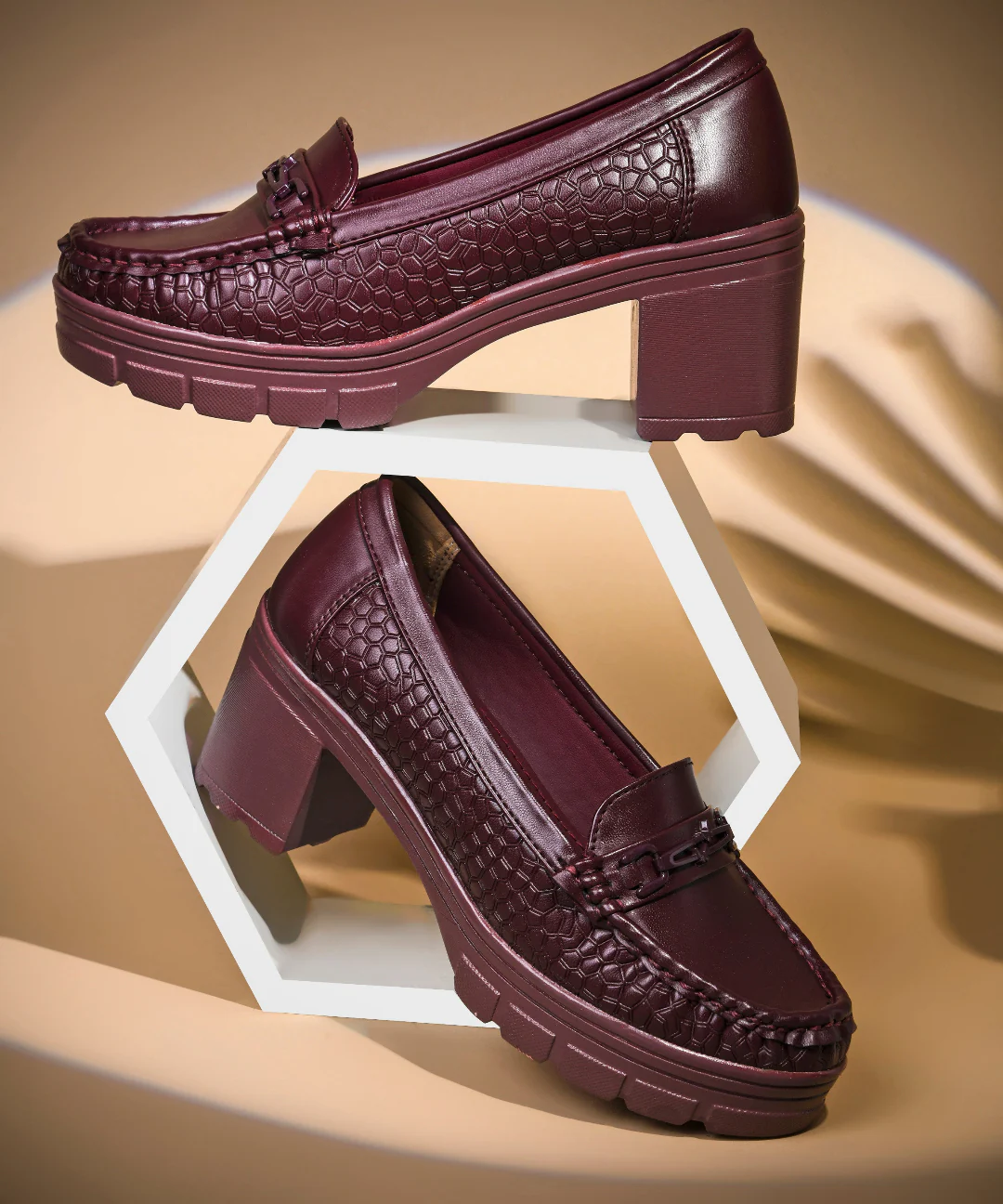 Chunky-Heel Loafer with Textured Sides - JM Looks - Image 16