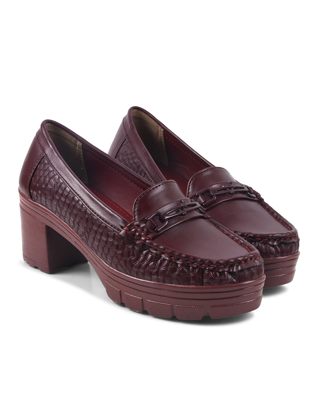 Chunky-Heel Loafer with Textured Sides - JM Looks - Image 17