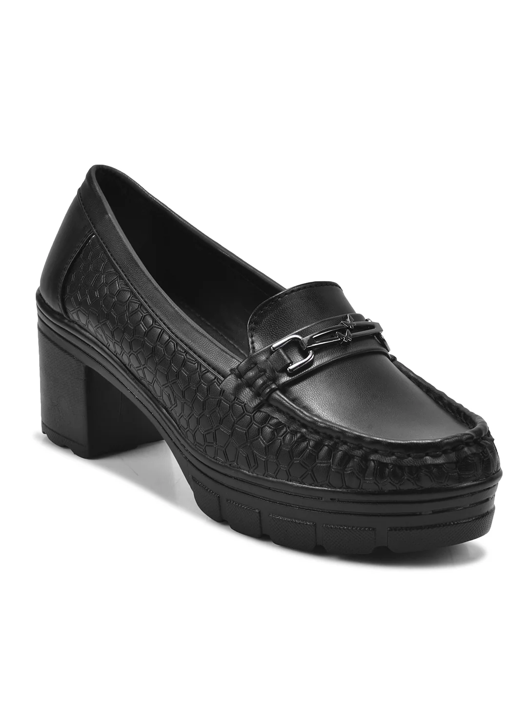 Chunky-Heel Loafer with Textured Sides - JM Looks - Image 6