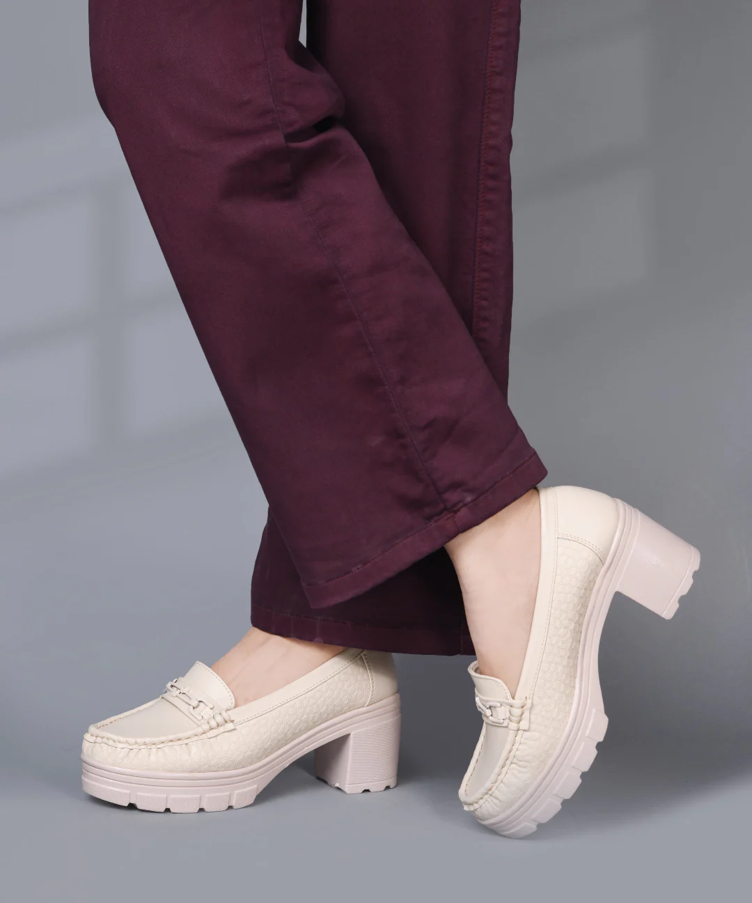 Chunky-Heel Loafer with Textured Sides - JM Looks - Image 8