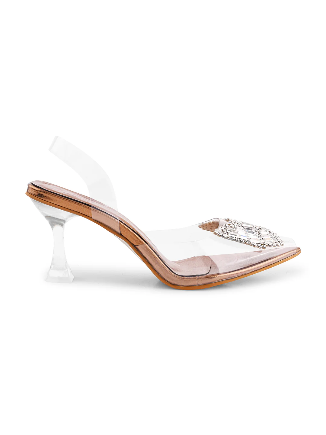 Transparent Pointed Toe Crystal Embellished Clear High Heels for Women - Image 3