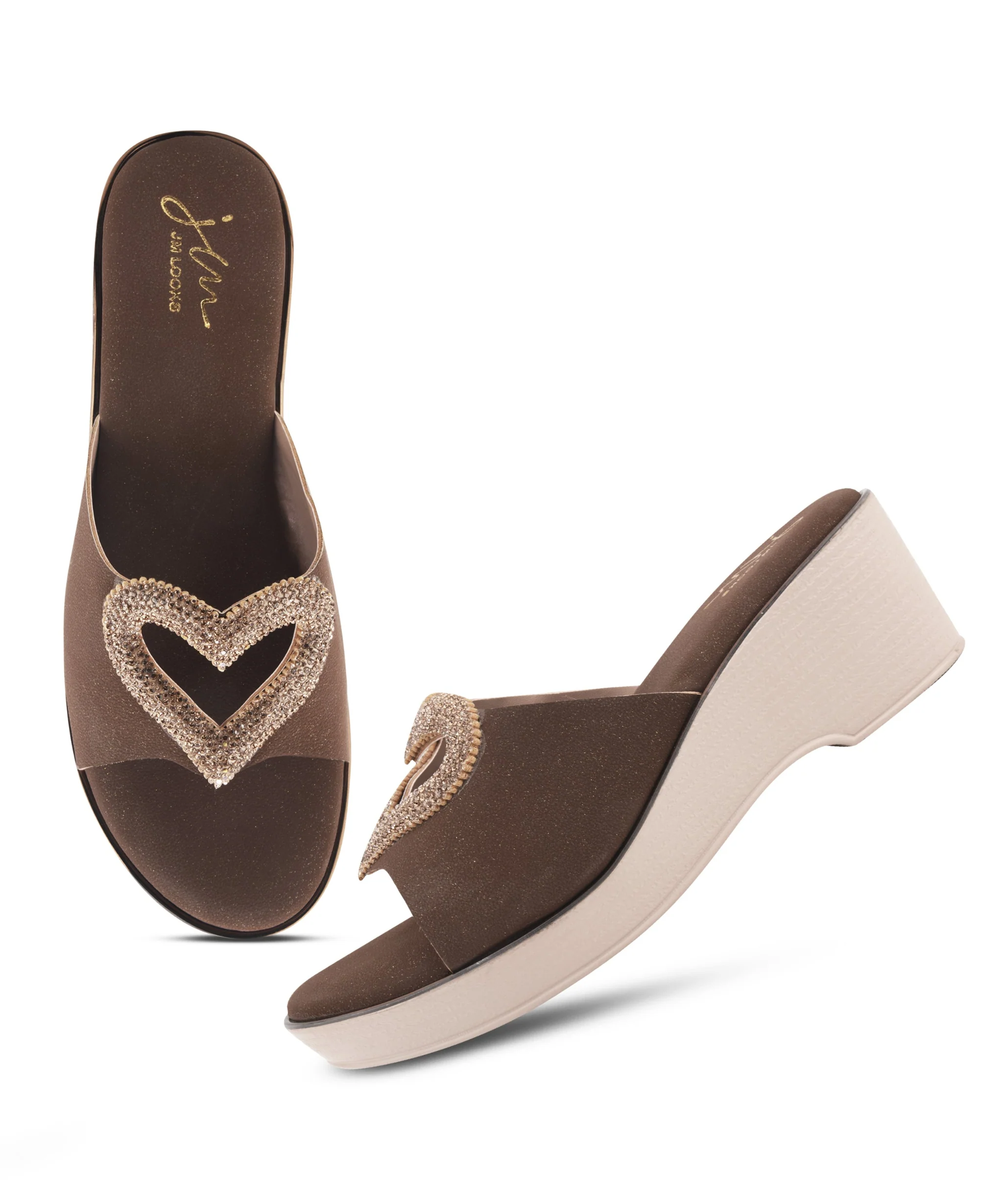 Casual Flats Sliders with Decorative Heart Strap - Image 5