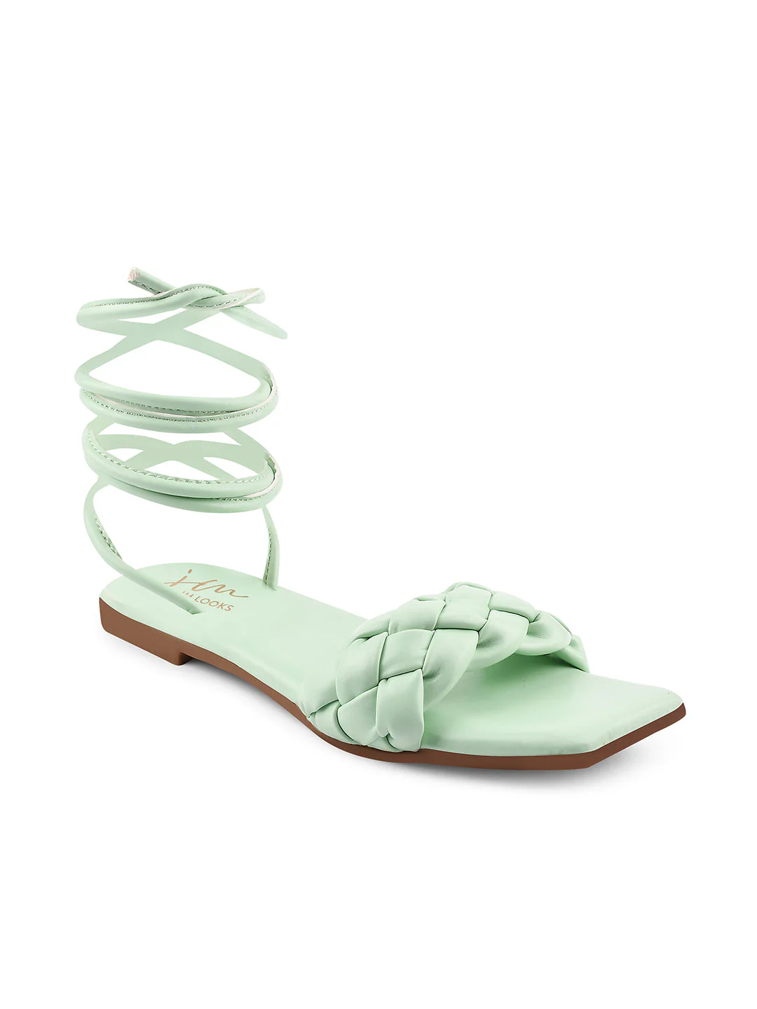Jm Looks Women's Braided Strap Lace-Up Flats Sandals - Image 9