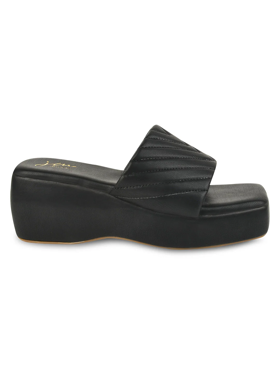Women Platform Wedge Block Heel Square Open Toe Quilted Sandals - Image 11