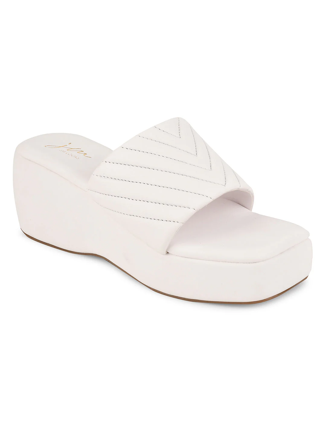 Women Platform Wedge Block Heel Square Open Toe Quilted Sandals - Image 15