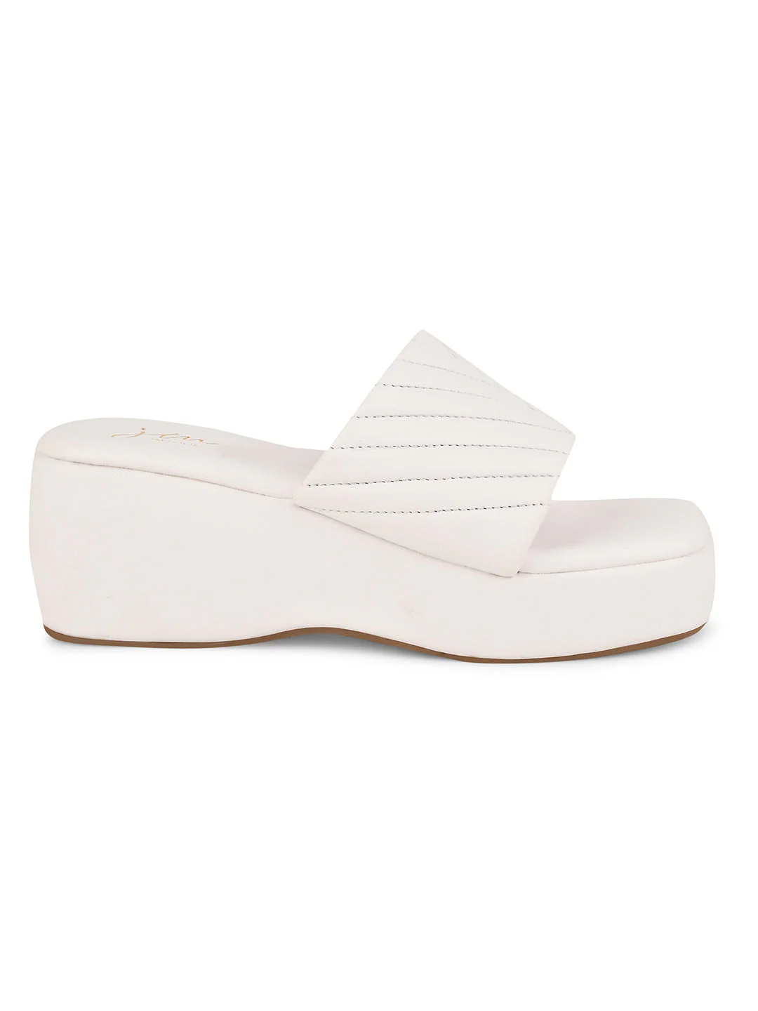 Women Platform Wedge Block Heel Square Open Toe Quilted Sandals - Image 16