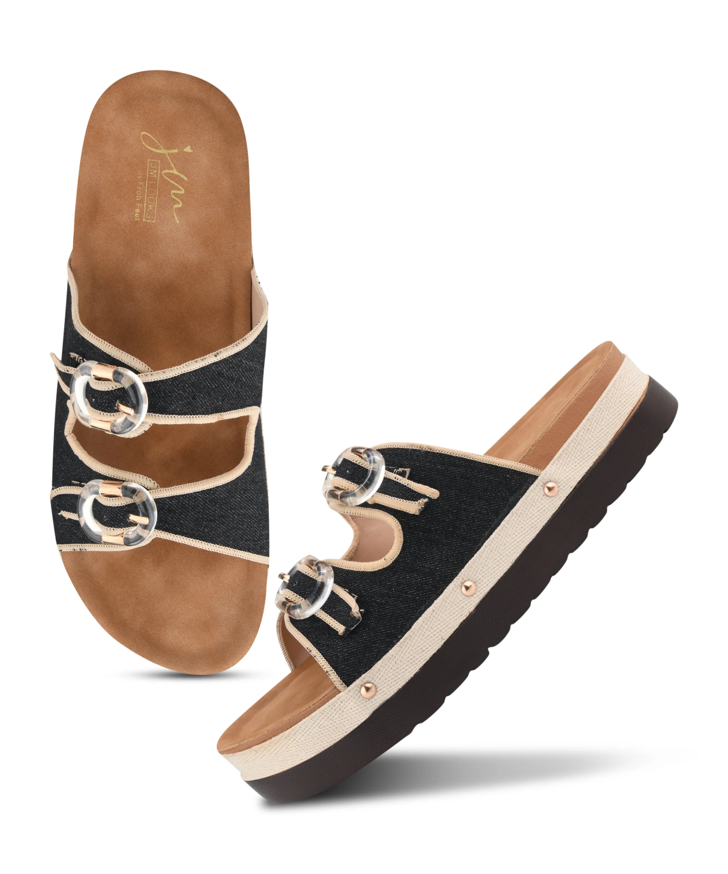 Chic Double Strap Open-Toe Slippers with Buckle Accent - Image 5