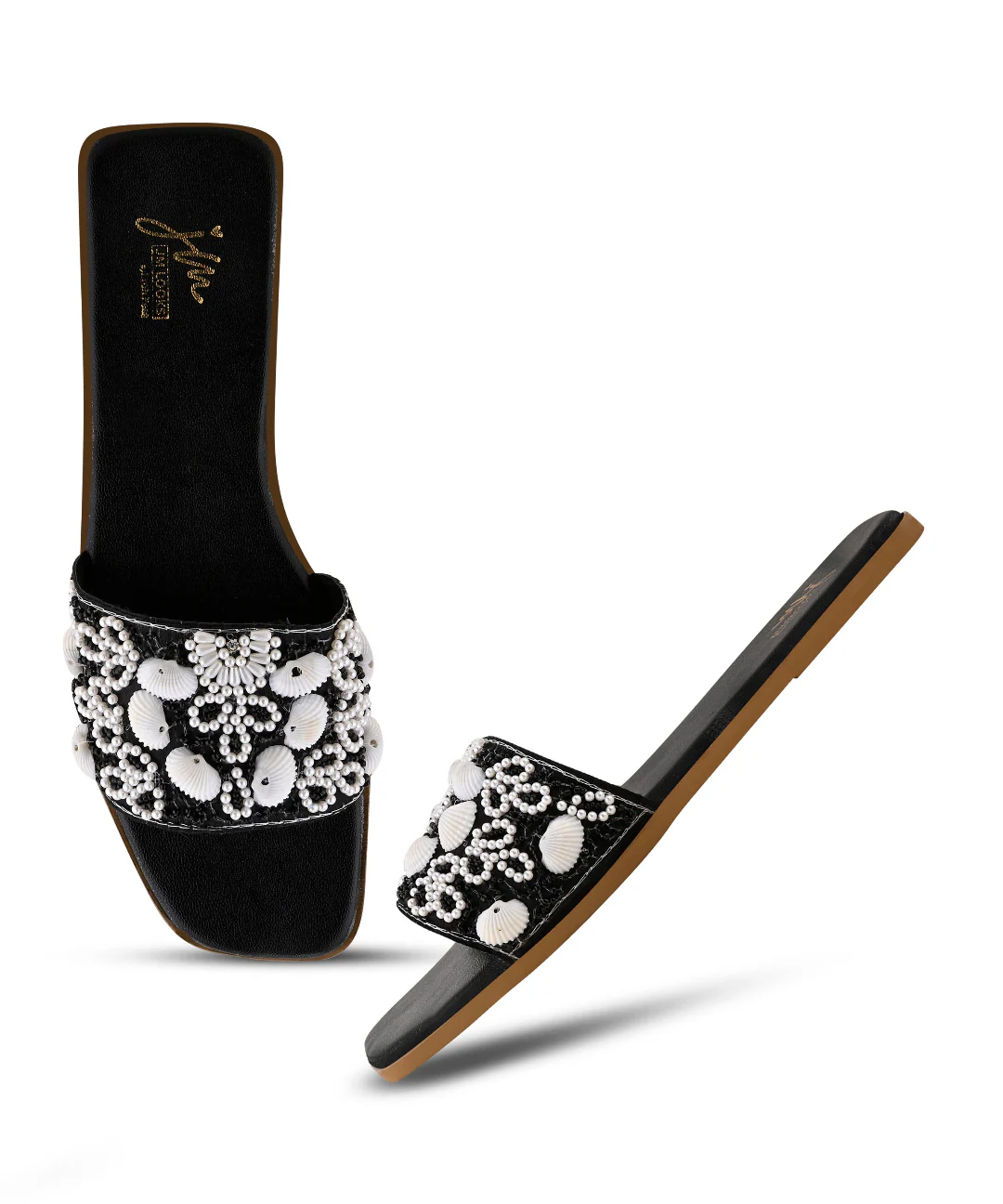Chic Handcrafted Embellished Slide Flats - Image 12