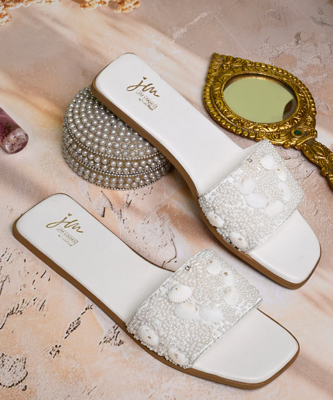 Chic Handcrafted Embellished Slide Flats - Image 13