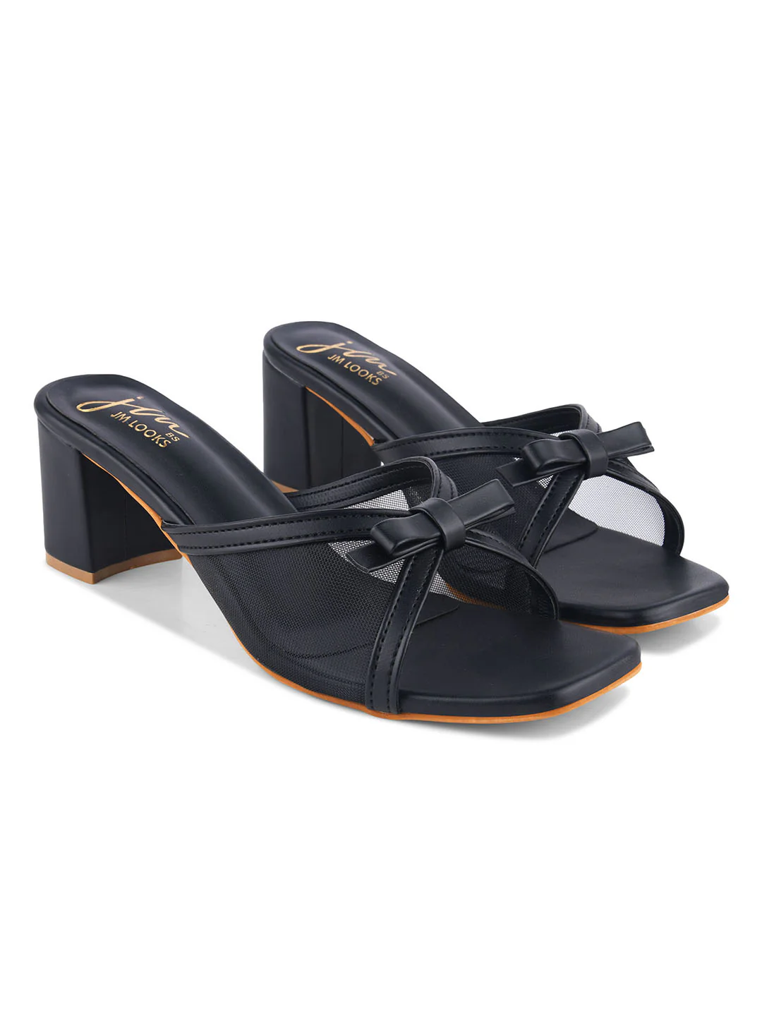 JM Looks Block Sandals Chic Mesh Strap Bow Sandals - Image 7