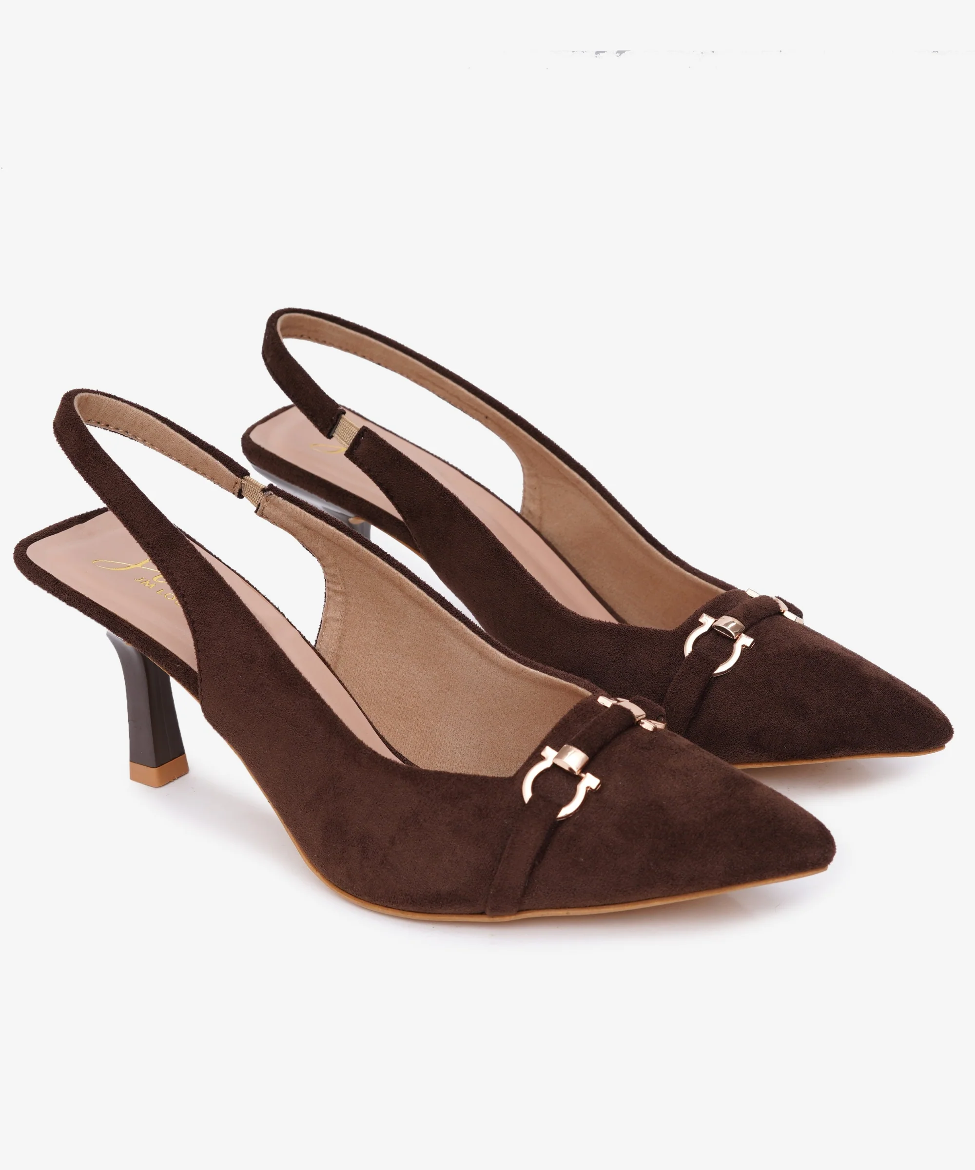Slingback Kitten Heels for Women with Pointed Toe and Gold Buckle - Image 12