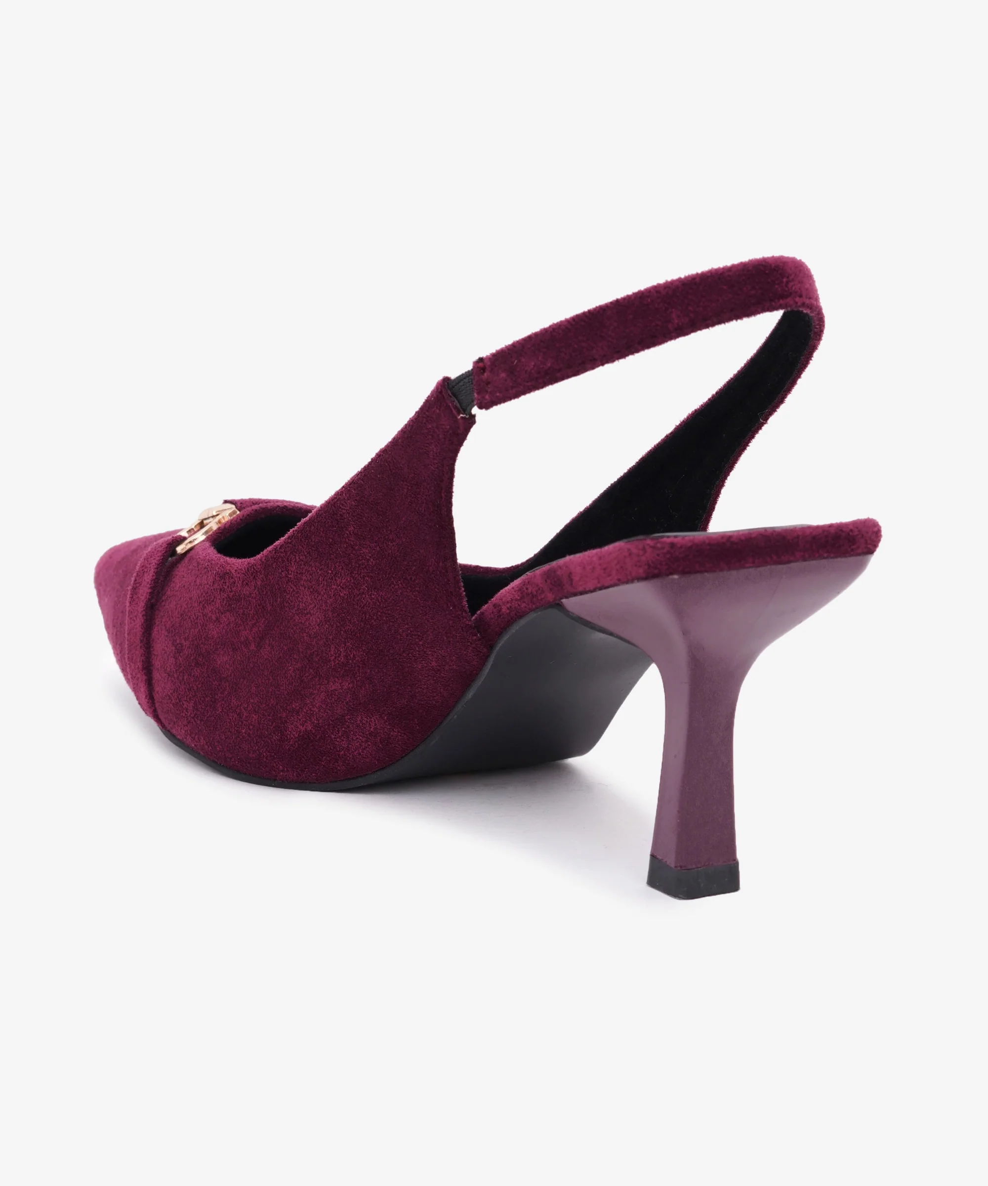 Slingback Kitten Heels for Women with Pointed Toe and Gold Buckle - Image 18