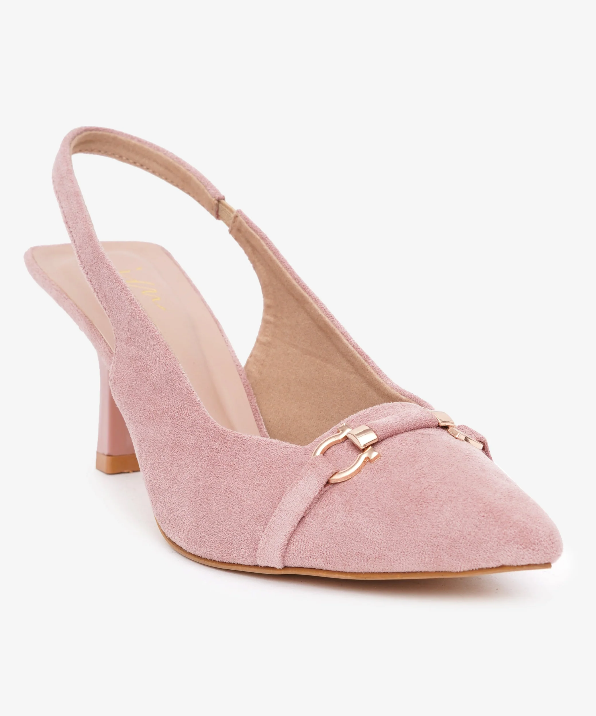 Slingback Kitten Heels for Women with Pointed Toe and Gold Buckle - Image 24