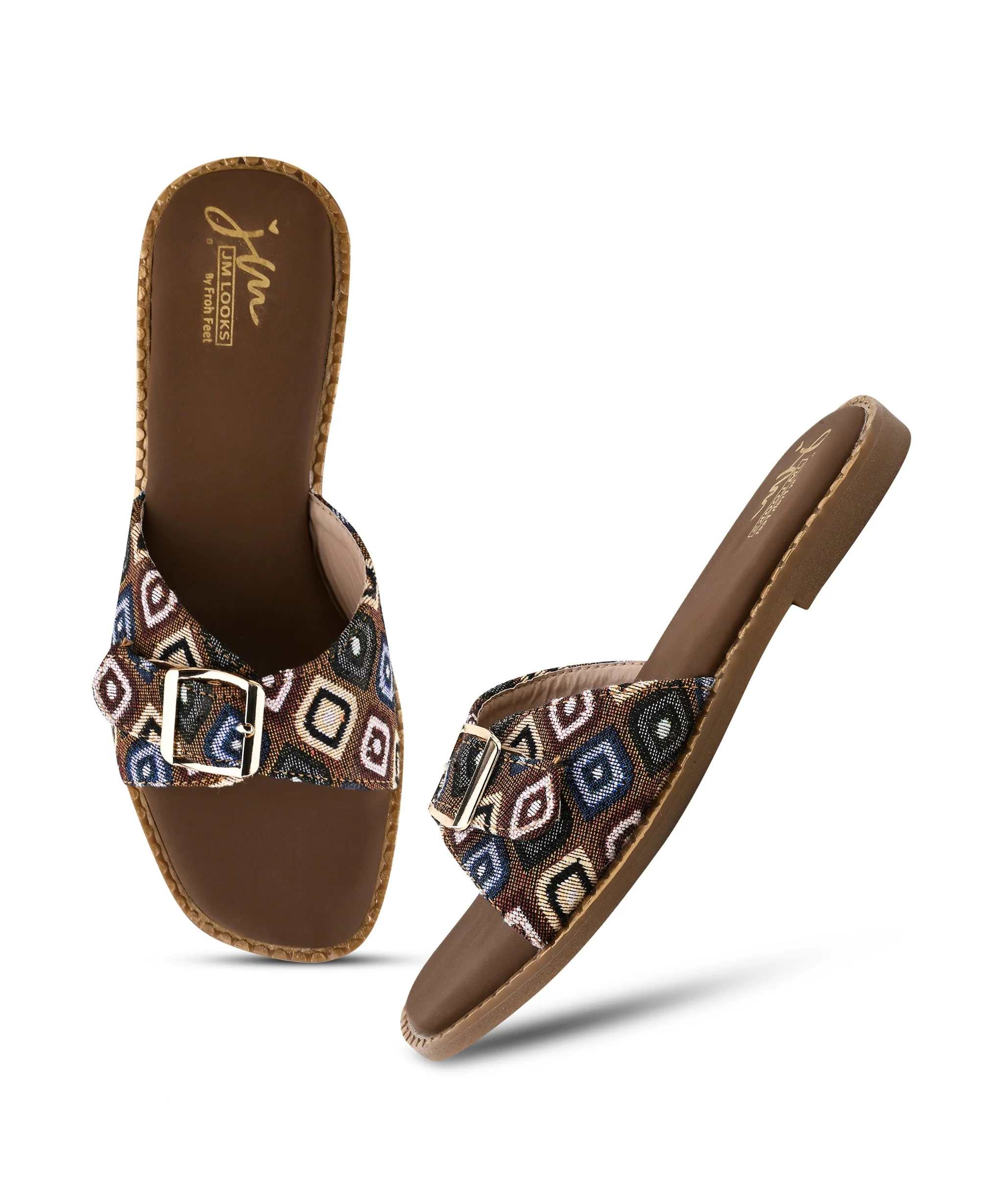 Chic Multicolor Buckle Open-Toe Flats - Image 11