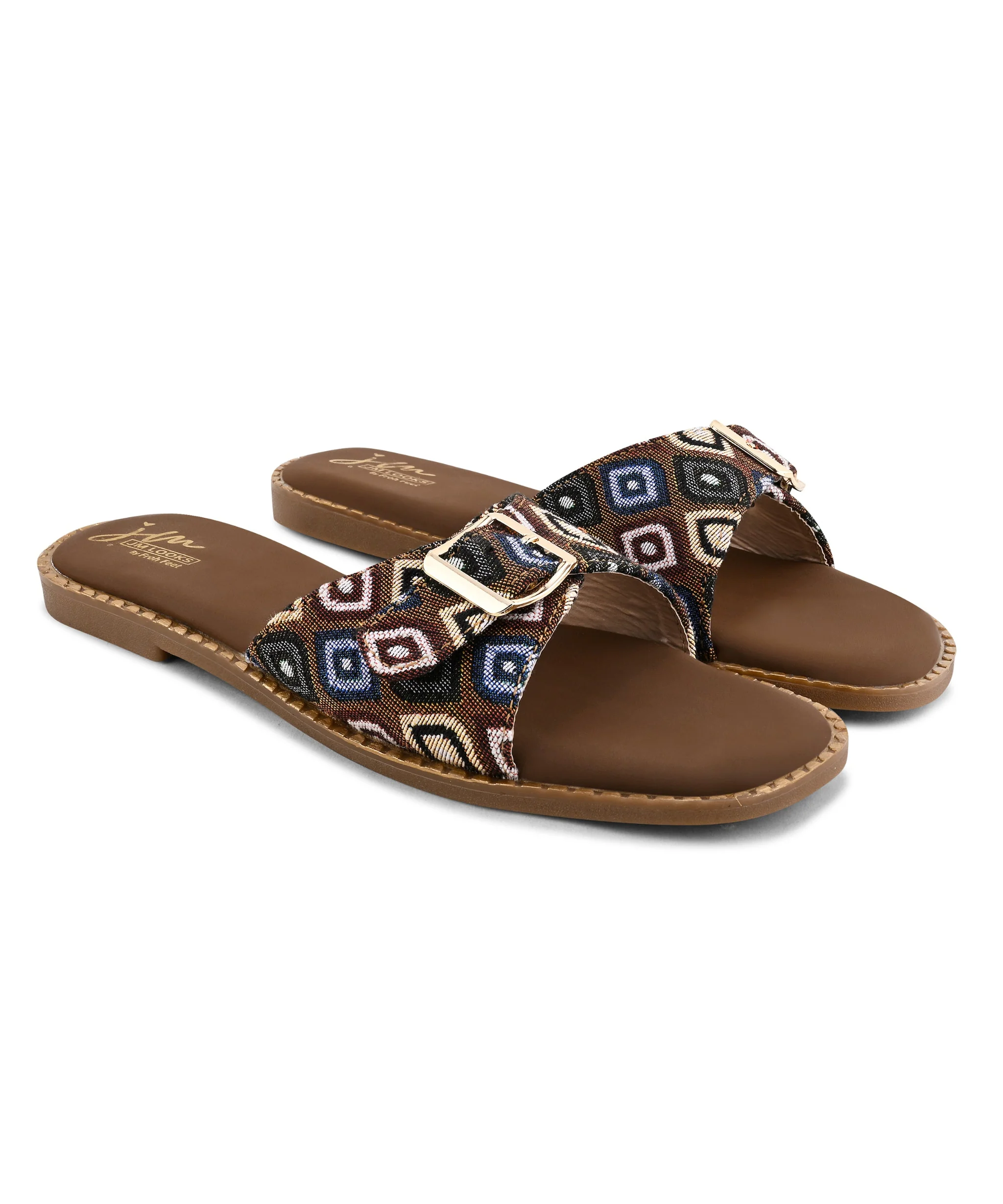 Chic Multicolor Buckle Open-Toe Flats - Image 12