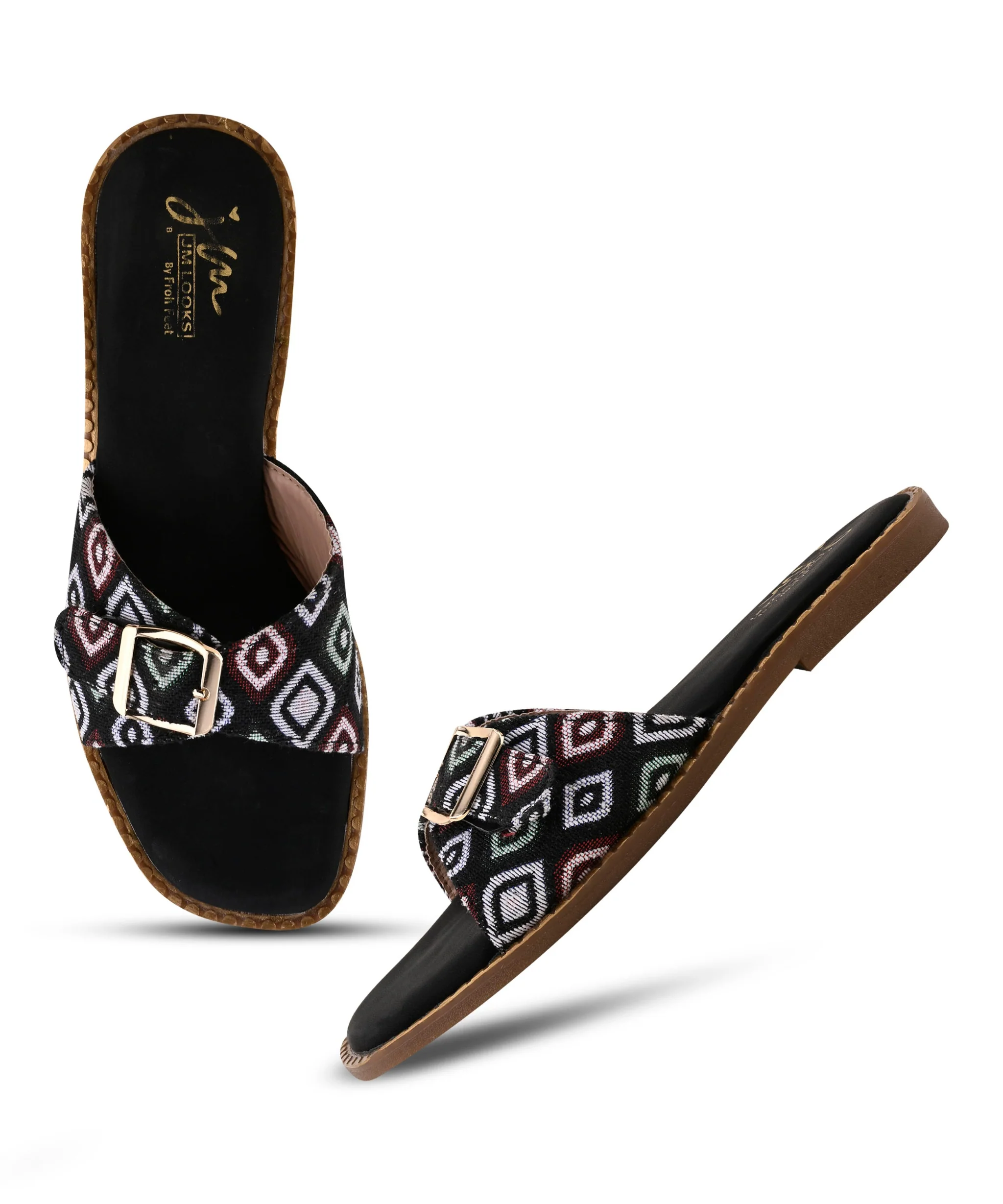 Chic Multicolor Buckle Open-Toe Flats - Image 5
