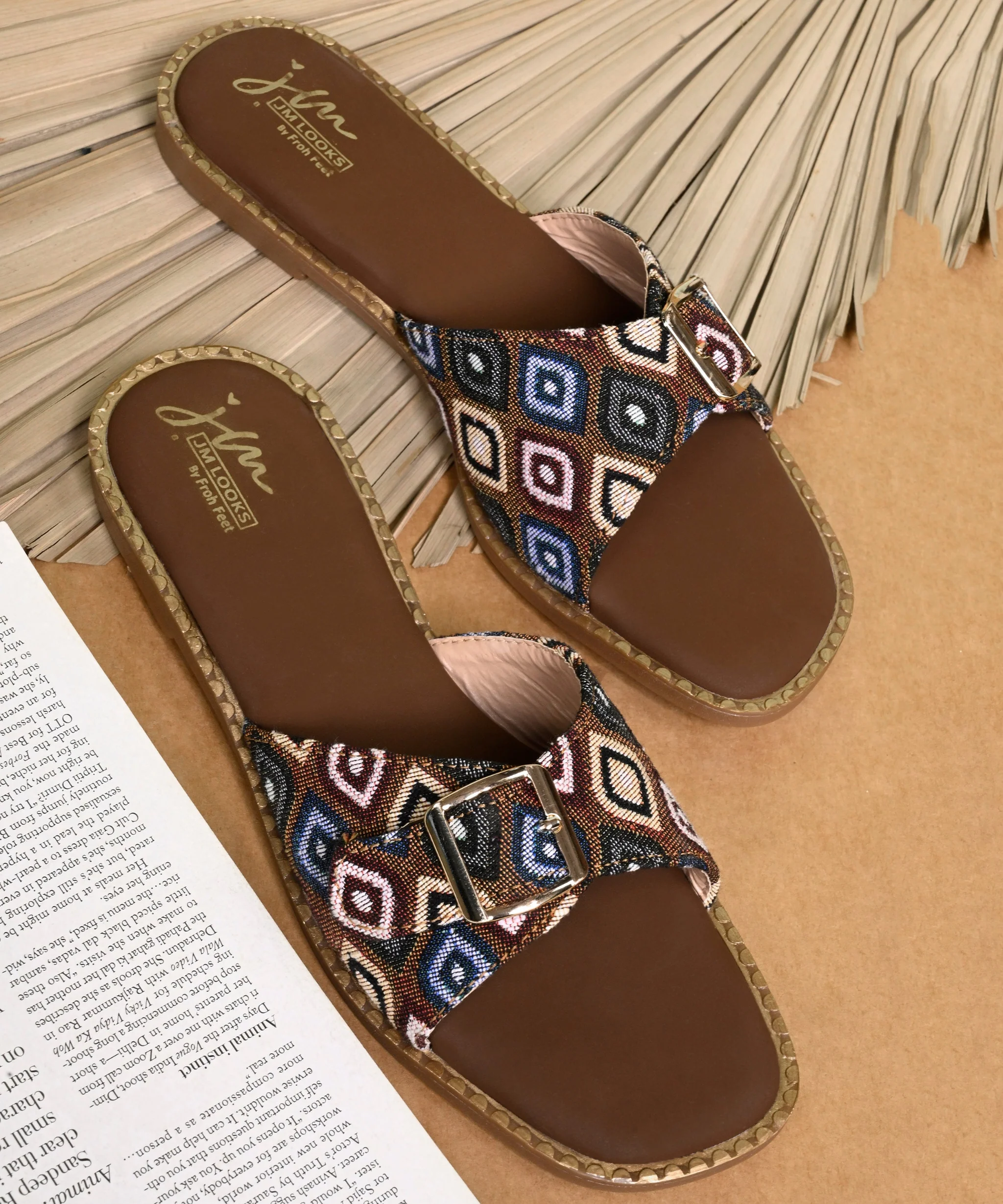 Chic Multicolor Buckle Open-Toe Flats - Image 7