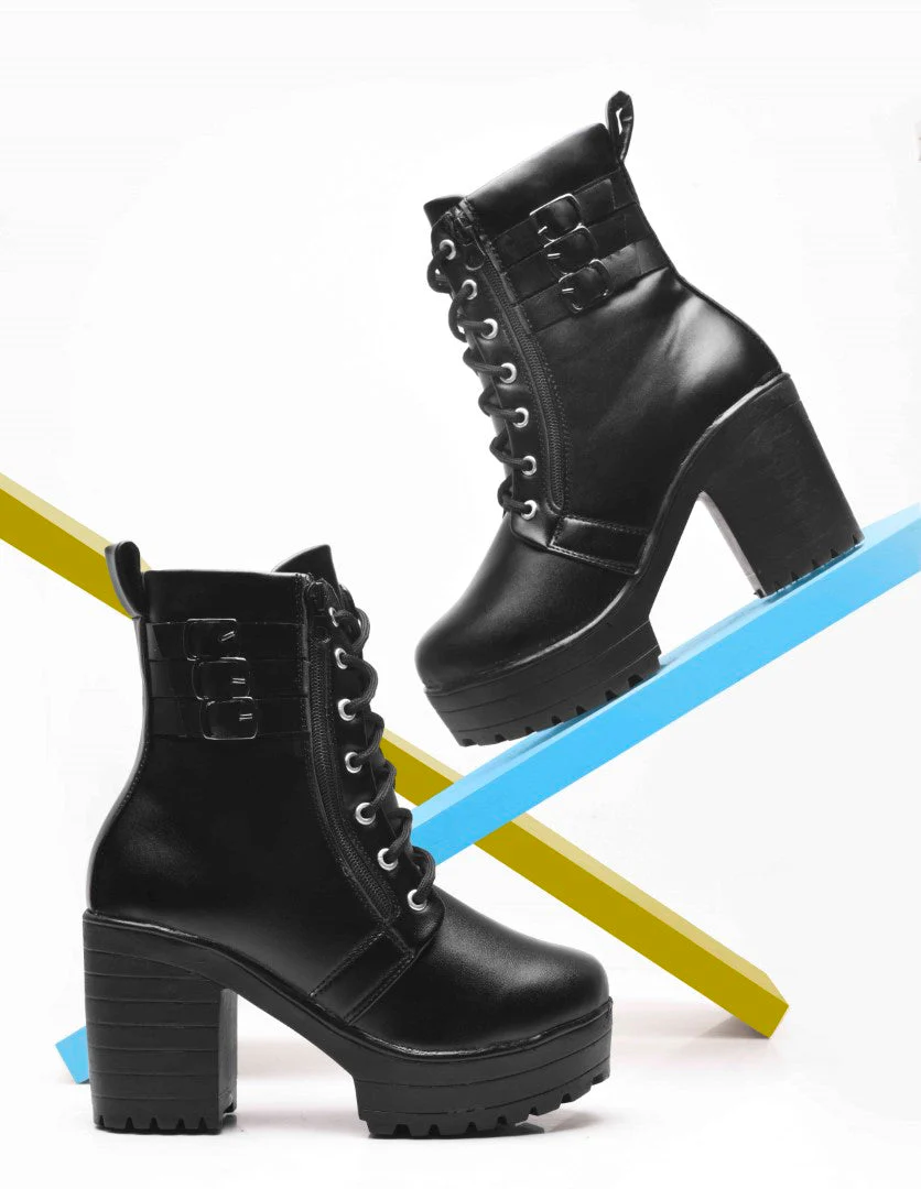 Jm Looks Edgy Buckle Combat Boots for Women & Girls